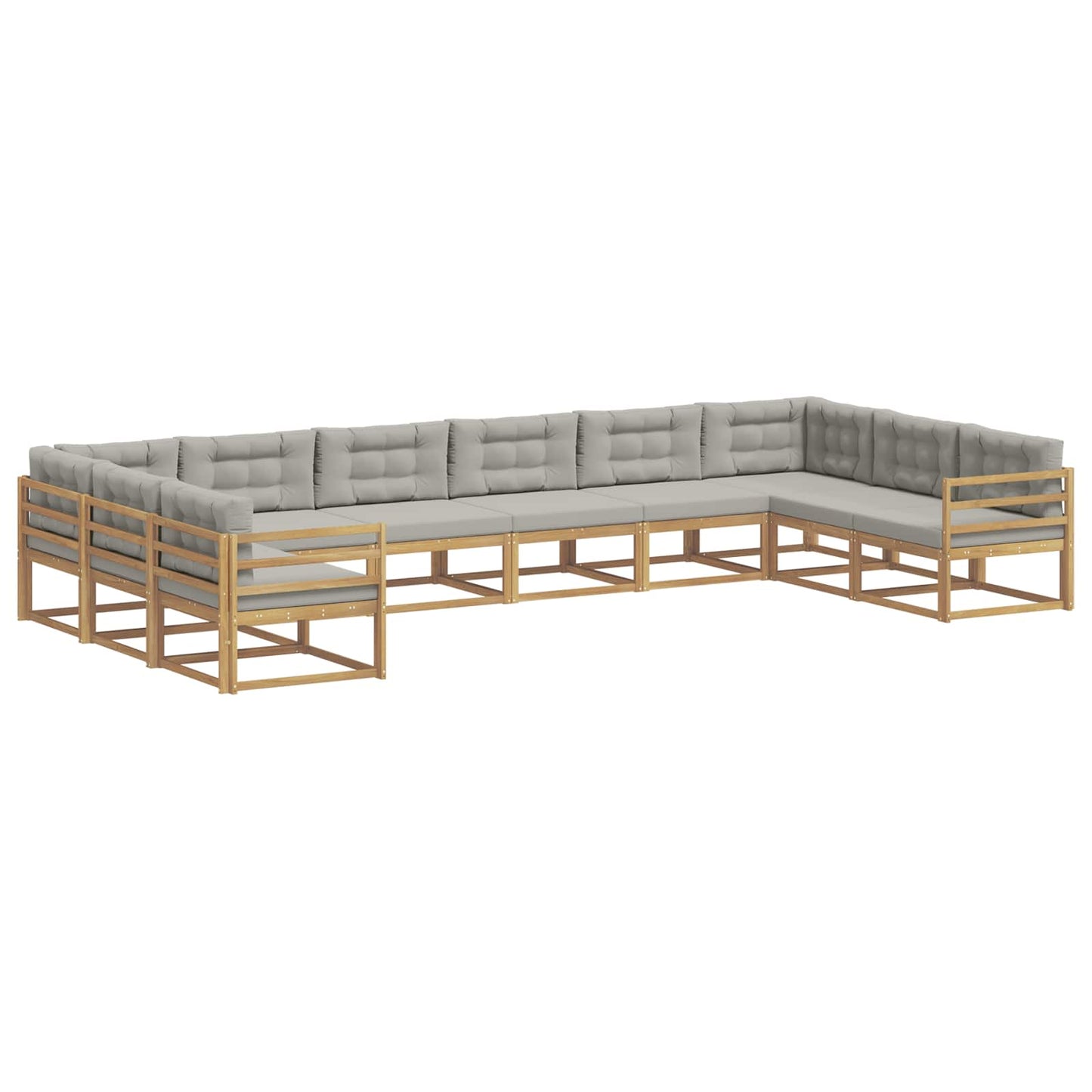 Buiten bankenset met kussen 10 pcs Wit en Lichtgrijs is nu te koop bij PeponiXL, paradijselijk wonen!