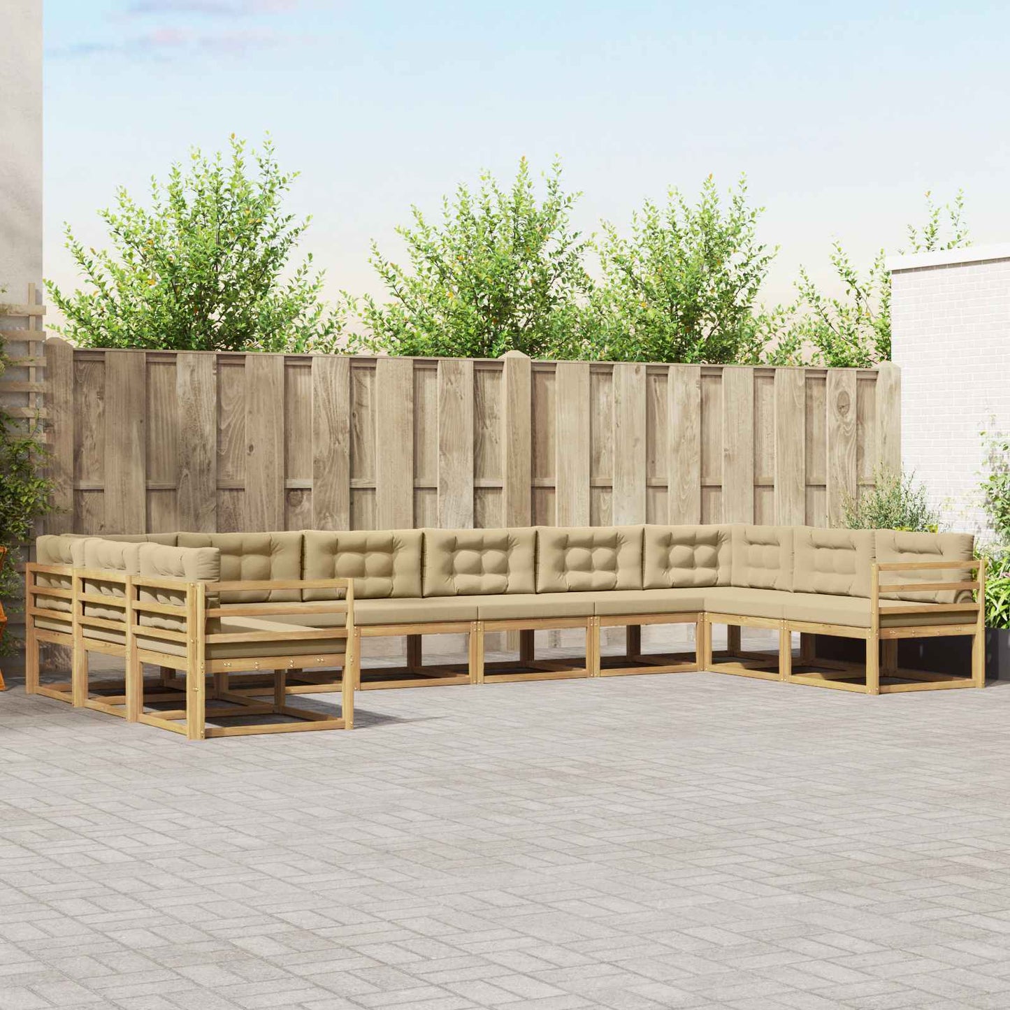 Buiten bankenset met kussen 10 pcs Wit en Beige is nu te koop bij PeponiXL, paradijselijk wonen!