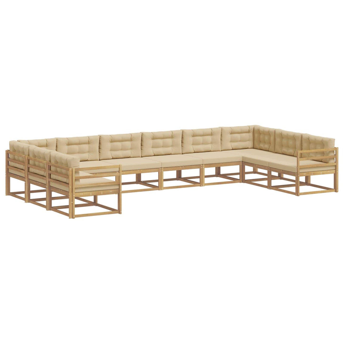 Buiten bankenset met kussen 10 pcs Wit en Beige is nu te koop bij PeponiXL, paradijselijk wonen!