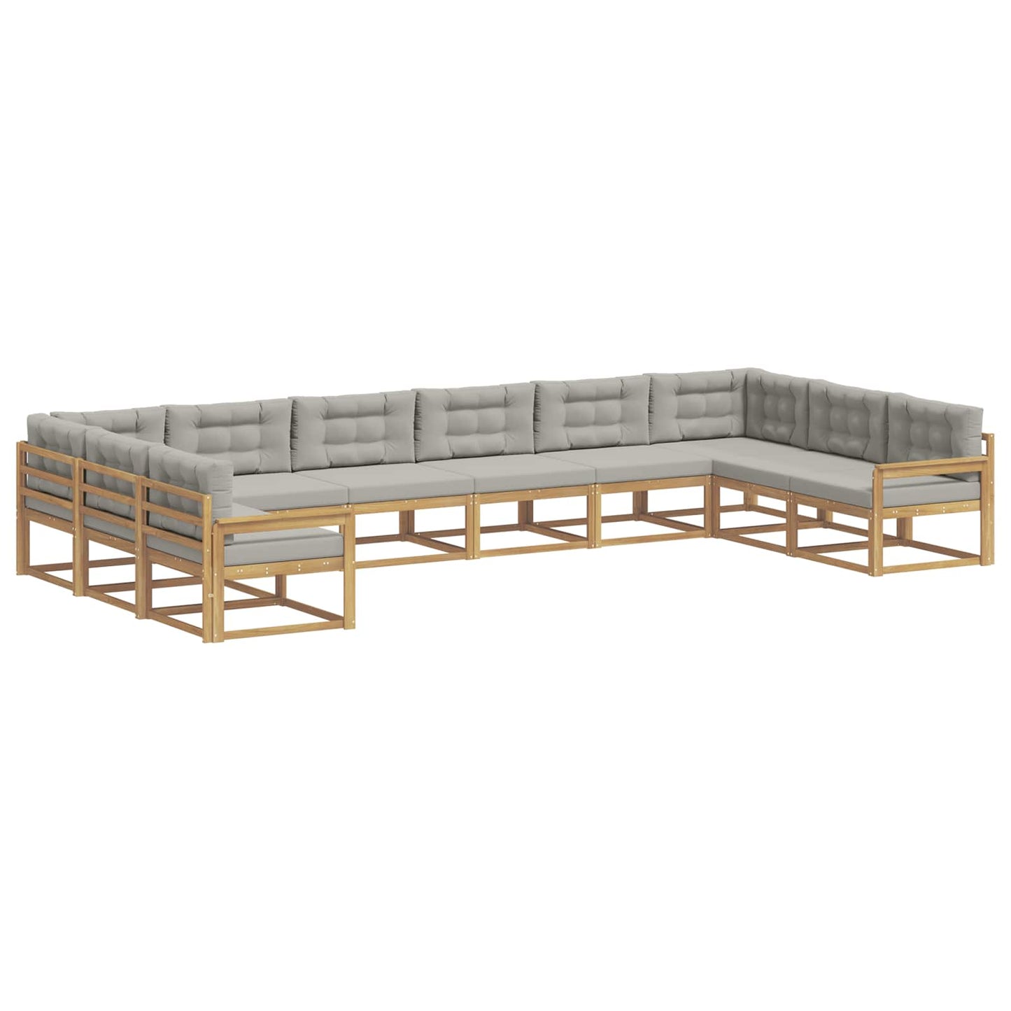 Buiten bankenset met kussen 10 pcs Wit en Lichtgrijs is nu te koop bij PeponiXL, paradijselijk wonen!