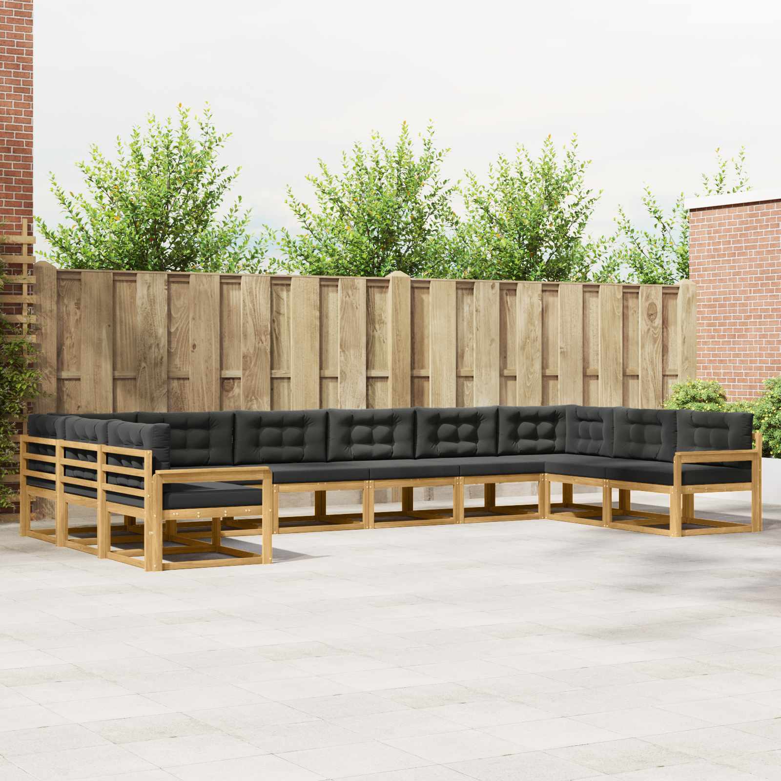 Buiten bankenset met kussen 10 pcs Wit en antracietkleurig is nu te koop bij PeponiXL, paradijselijk wonen!