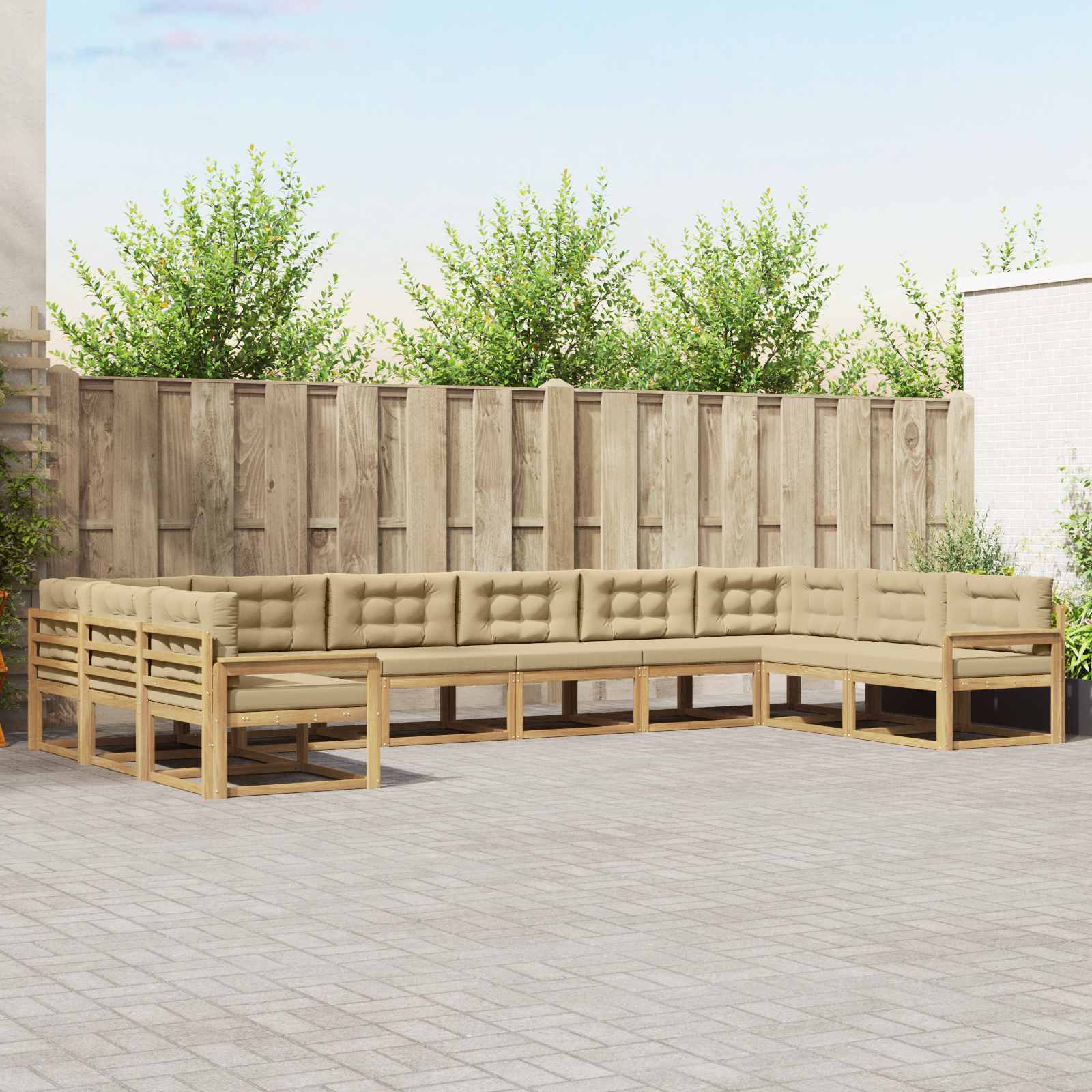 Buiten bankenset met kussen 10 pcs Wit en Beige is nu te koop bij PeponiXL, paradijselijk wonen!