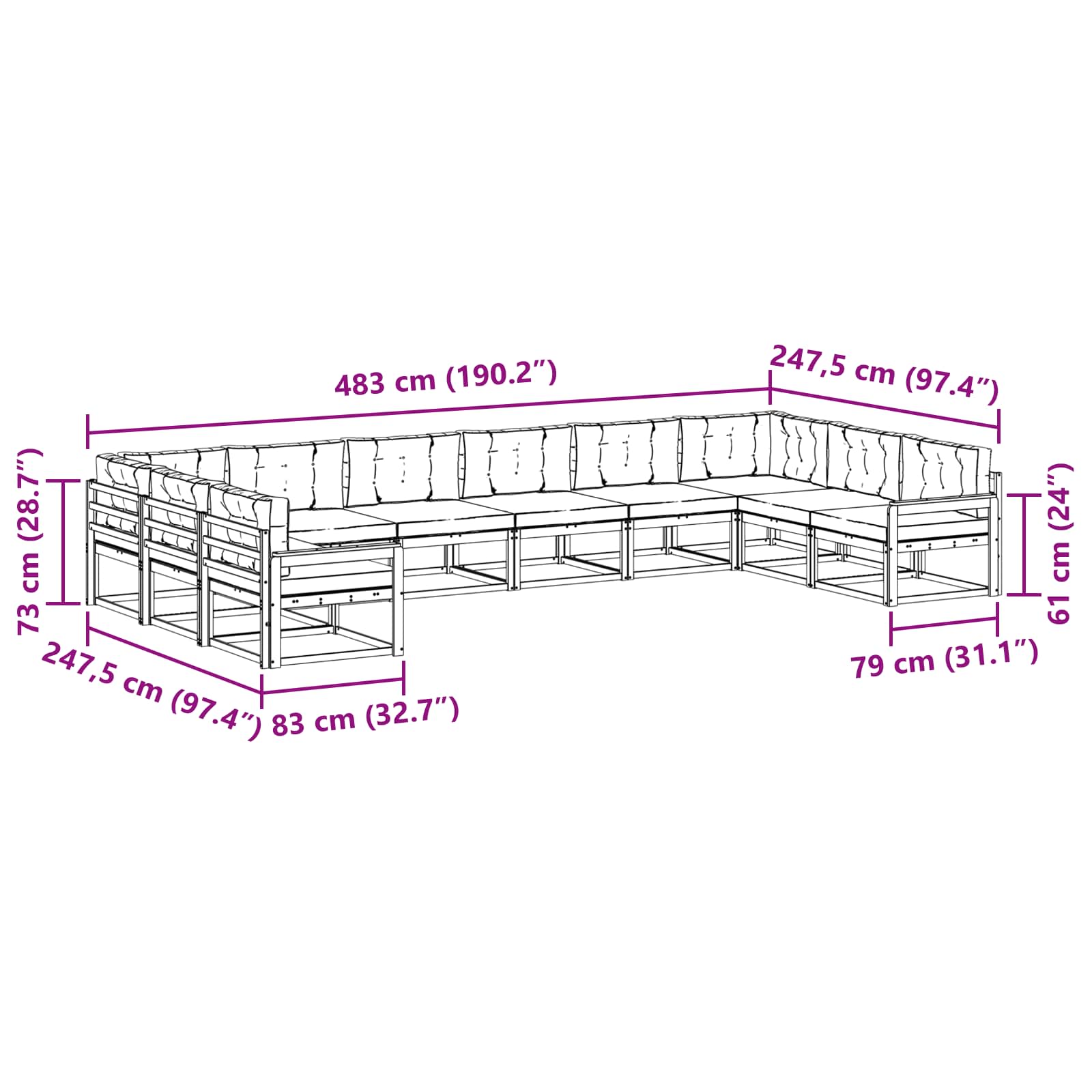 Buiten bankenset met kussen 10 pcs Wit en Beige is nu te koop bij PeponiXL, paradijselijk wonen!