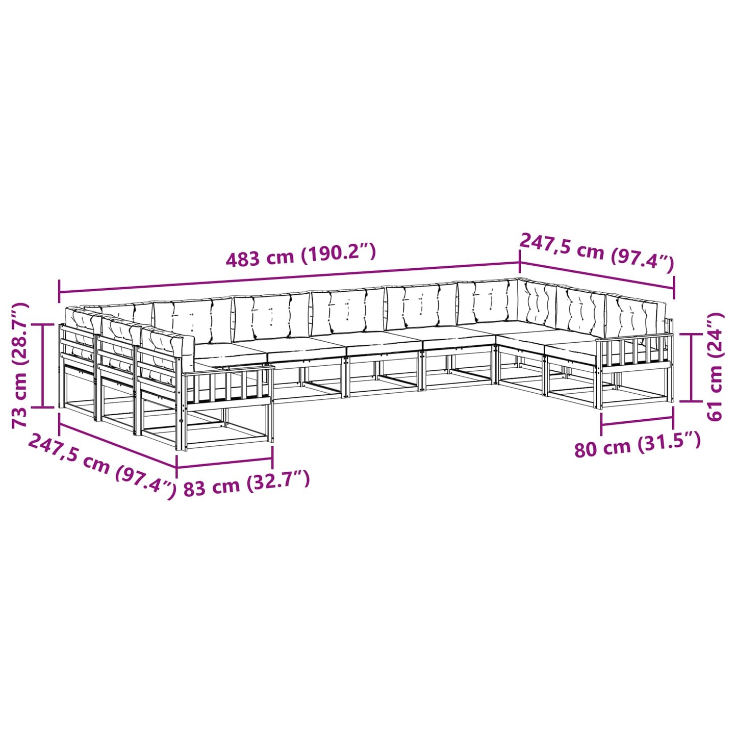 Buiten bankenset met kussen 10 pcs Wit en antracietkleurig is nu te koop bij PeponiXL, paradijselijk wonen!