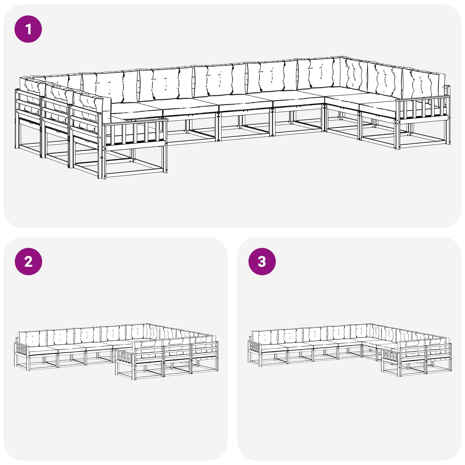 Buiten bankenset met kussen 10 pcs Wit en antracietkleurig is nu te koop bij PeponiXL, paradijselijk wonen!