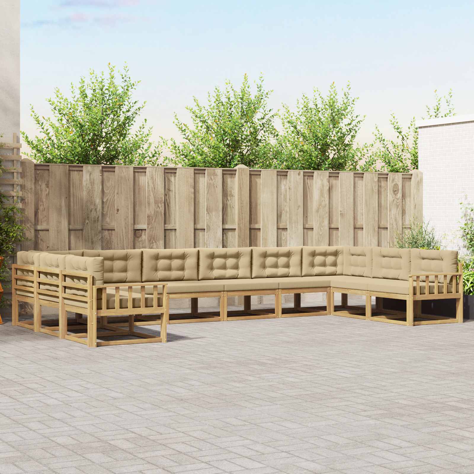 Buiten bankenset met kussen 10 pcs Wit en Beige is nu te koop bij PeponiXL, paradijselijk wonen!