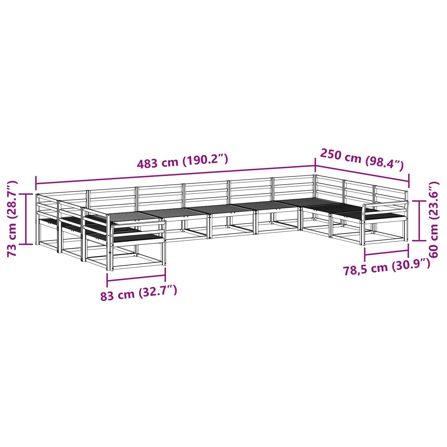Buiten bankenset 10 pcs Wit Massief Acaciahout is nu te koop bij PeponiXL, paradijselijk wonen!