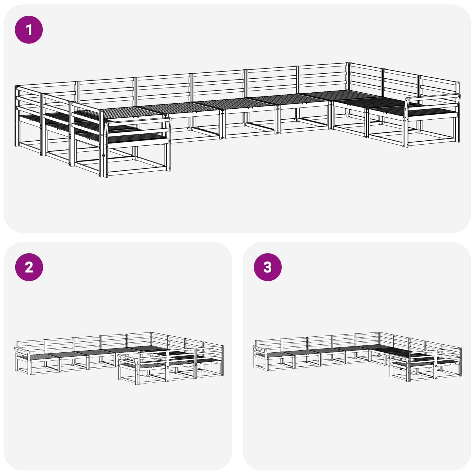 Buiten bankenset 10 pcs Wit Massief Acaciahout is nu te koop bij PeponiXL, paradijselijk wonen!