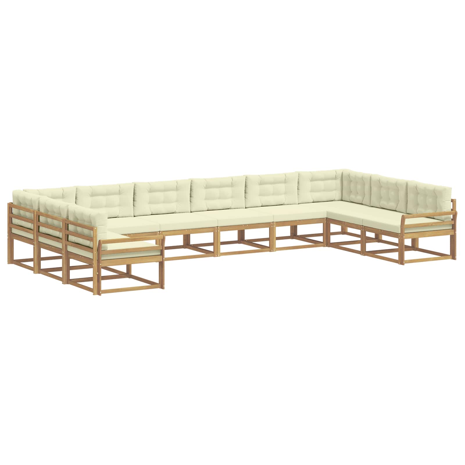Buiten bankenset met kussen 10 pcs Wit en crèmekleurig is nu te koop bij PeponiXL, paradijselijk wonen!