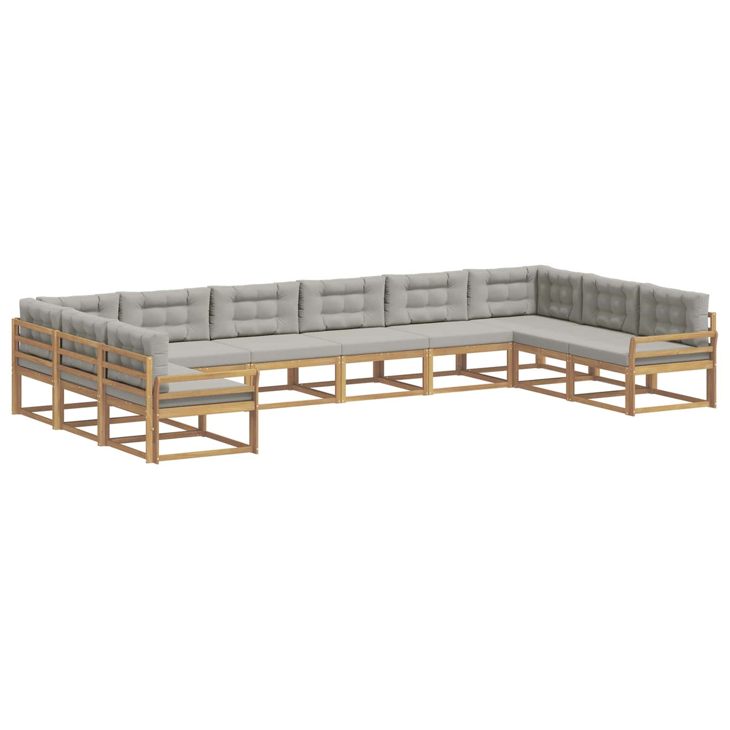 Buiten bankenset met kussen 10 pcs Wit en Lichtgrijs is nu te koop bij PeponiXL, paradijselijk wonen!