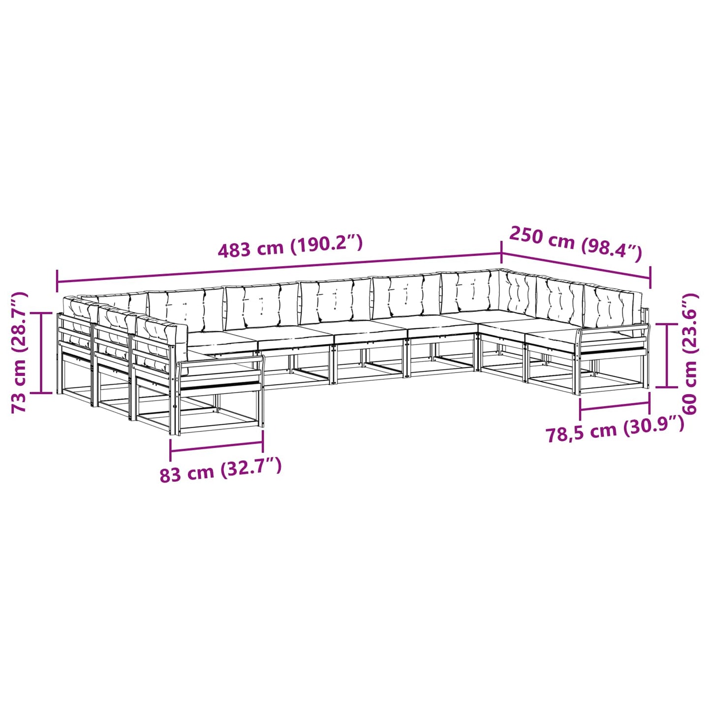Buiten bankenset met kussen 10 pcs Wit en Lichtgrijs is nu te koop bij PeponiXL, paradijselijk wonen!