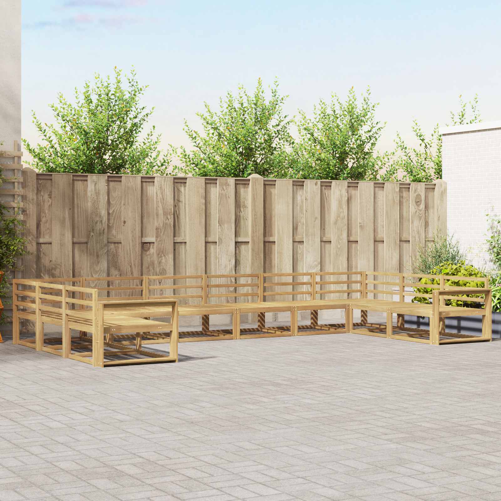 Buiten bankenset 10 pcs Wit Massief Acaciahout is nu te koop bij PeponiXL, paradijselijk wonen!