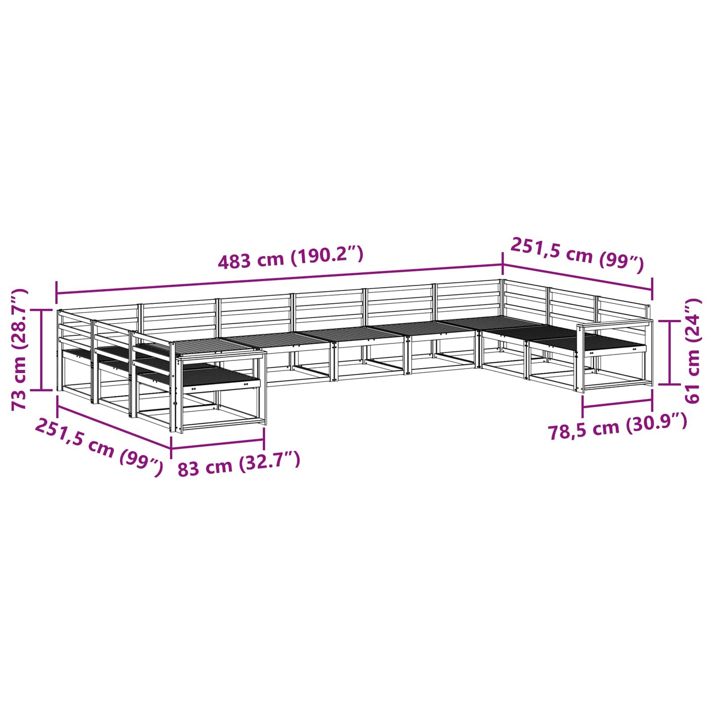 Buiten bankenset 10 pcs Wit Massief Acaciahout is nu te koop bij PeponiXL, paradijselijk wonen!