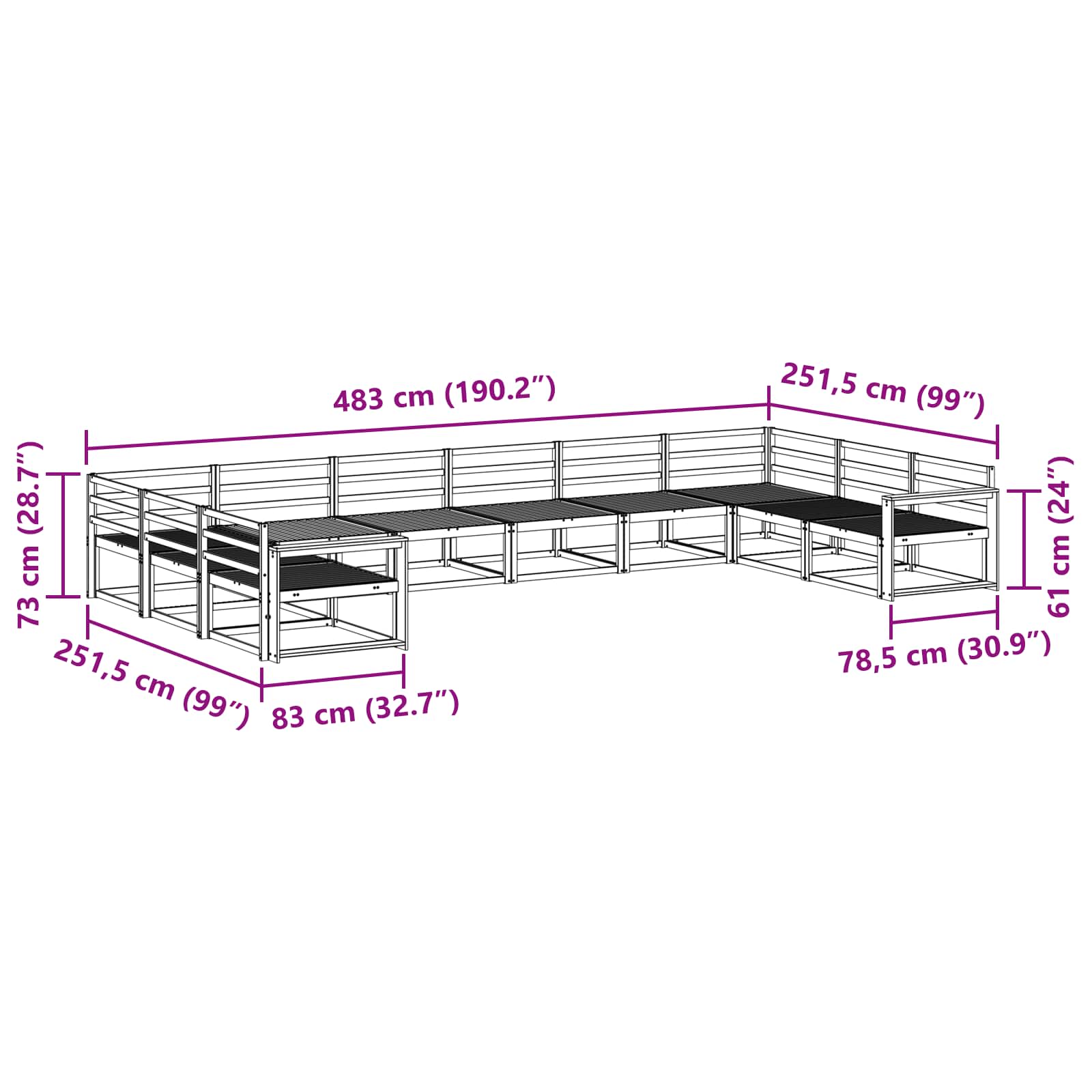 Buiten bankenset 10 pcs Wit Massief Acaciahout is nu te koop bij PeponiXL, paradijselijk wonen!