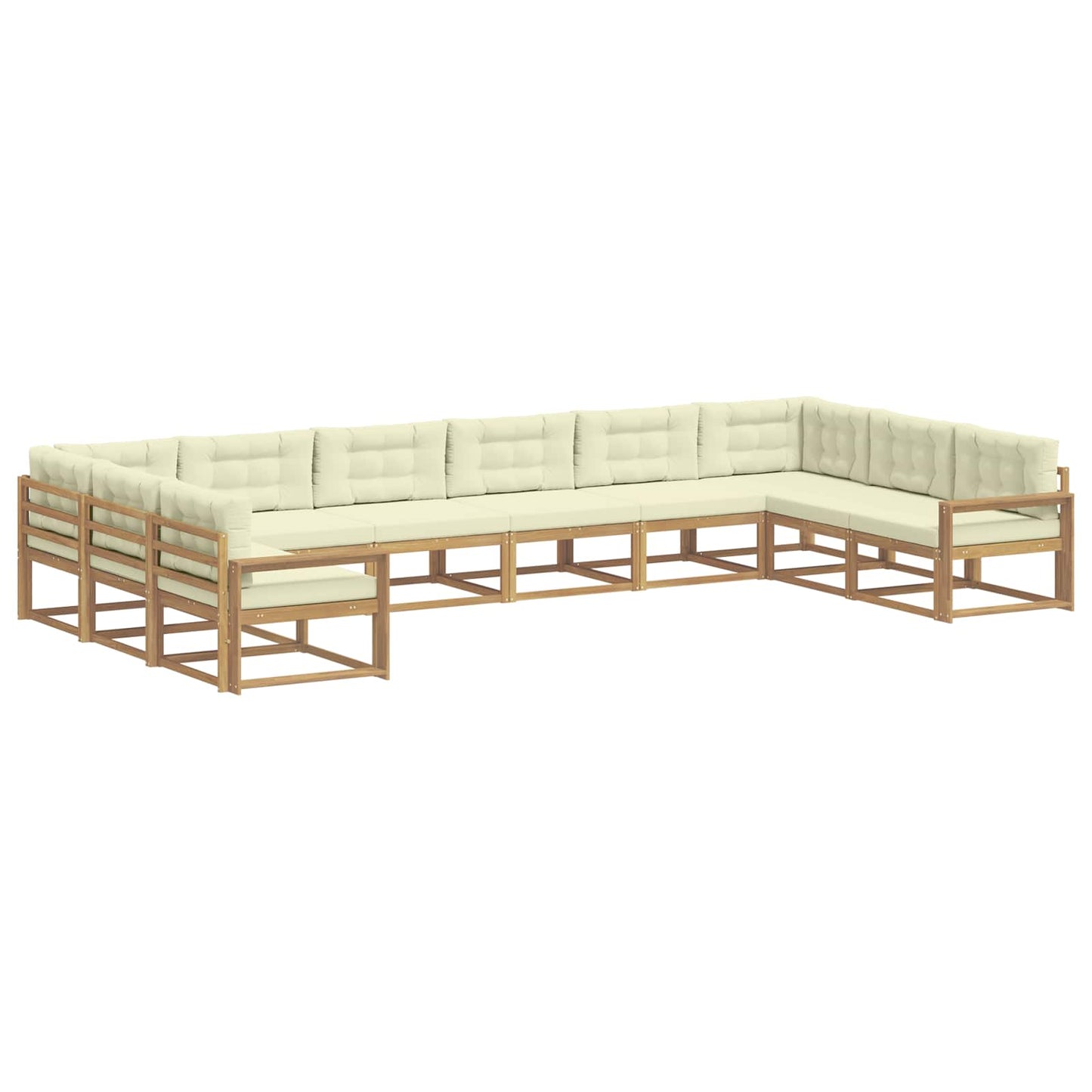 Buiten bankenset met kussen 10 pcs Wit en crèmekleurig is nu te koop bij PeponiXL, paradijselijk wonen!