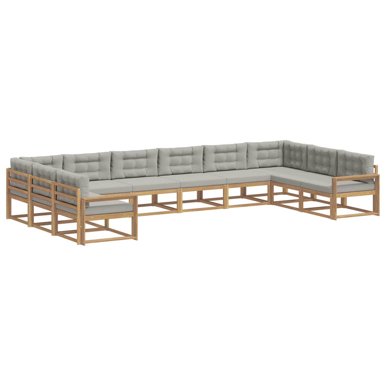 Buiten bankenset met kussen 10 pcs Wit en Lichtgrijs is nu te koop bij PeponiXL, paradijselijk wonen!