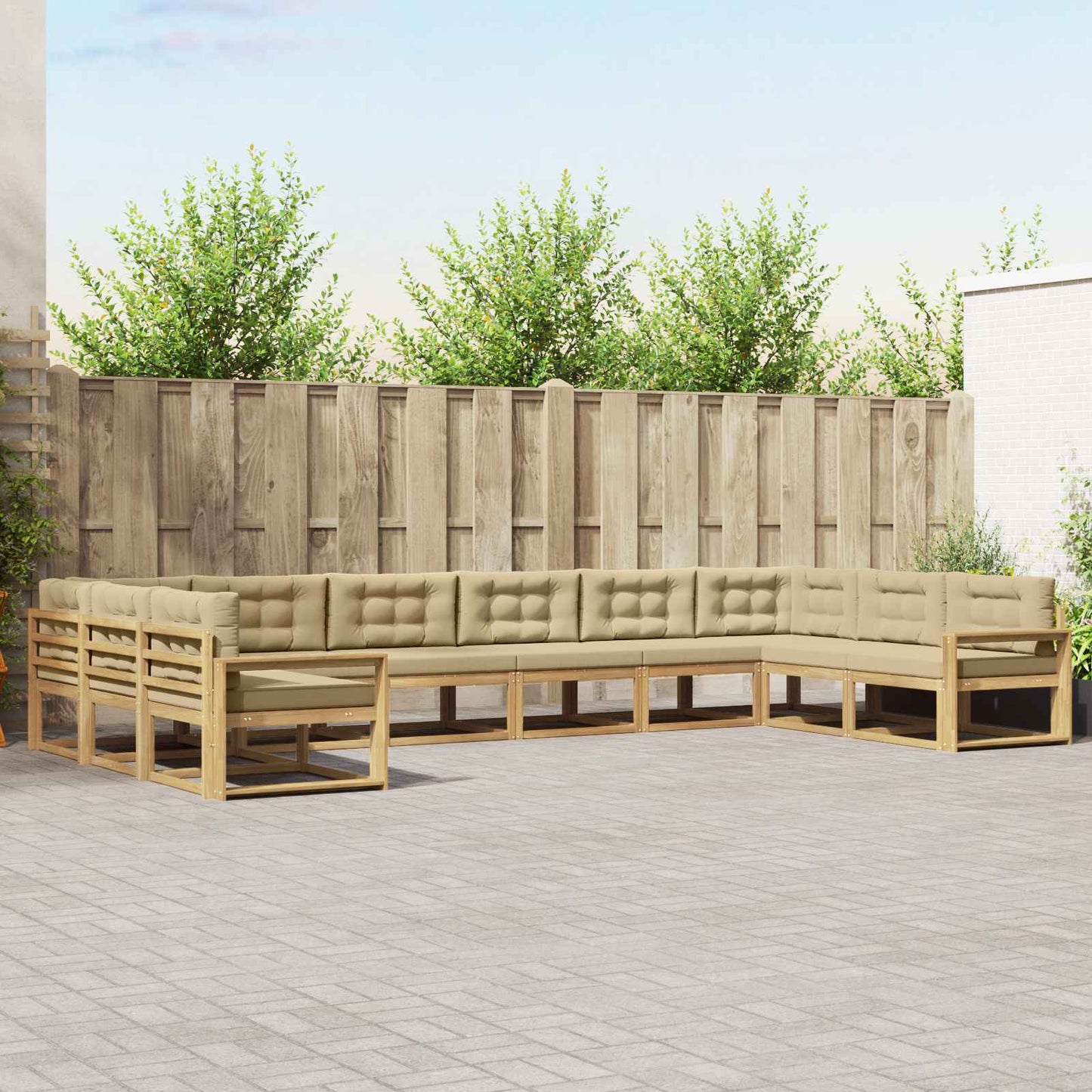 Buiten bankenset met kussen 10 pcs Wit en Beige is nu te koop bij PeponiXL, paradijselijk wonen!