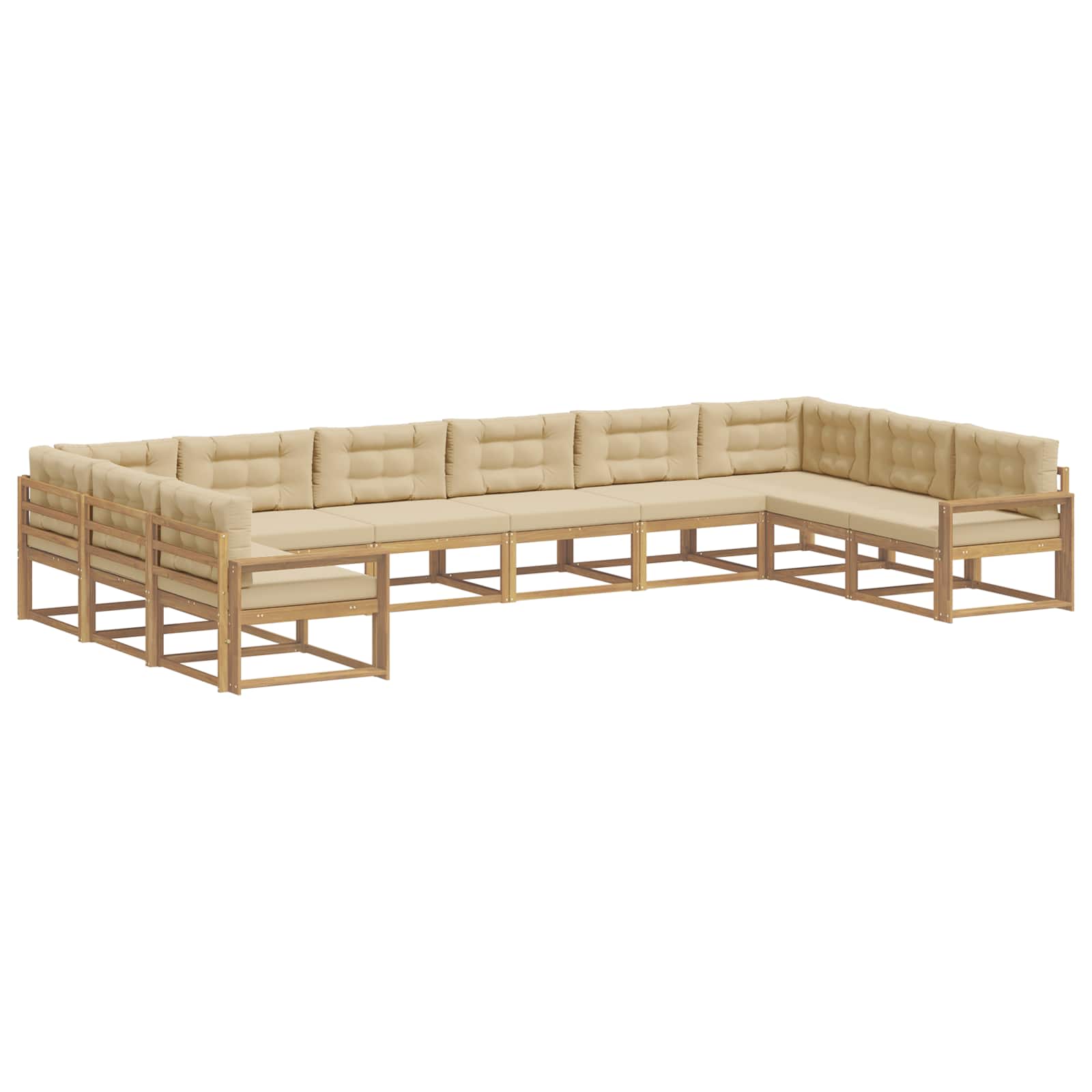 Buiten bankenset met kussen 10 pcs Wit en Beige is nu te koop bij PeponiXL, paradijselijk wonen!