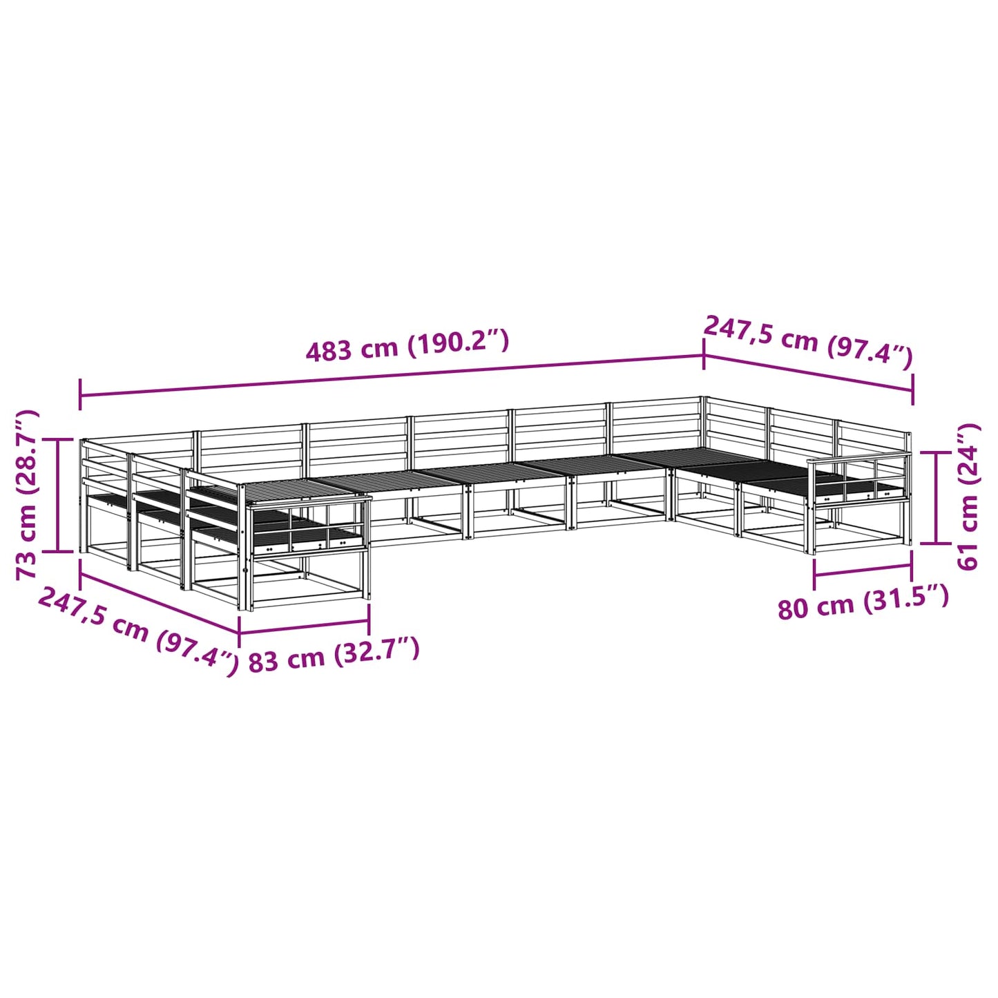 Buiten bankenset 10 pcs Wit Massief Acaciahout is nu te koop bij PeponiXL, paradijselijk wonen!