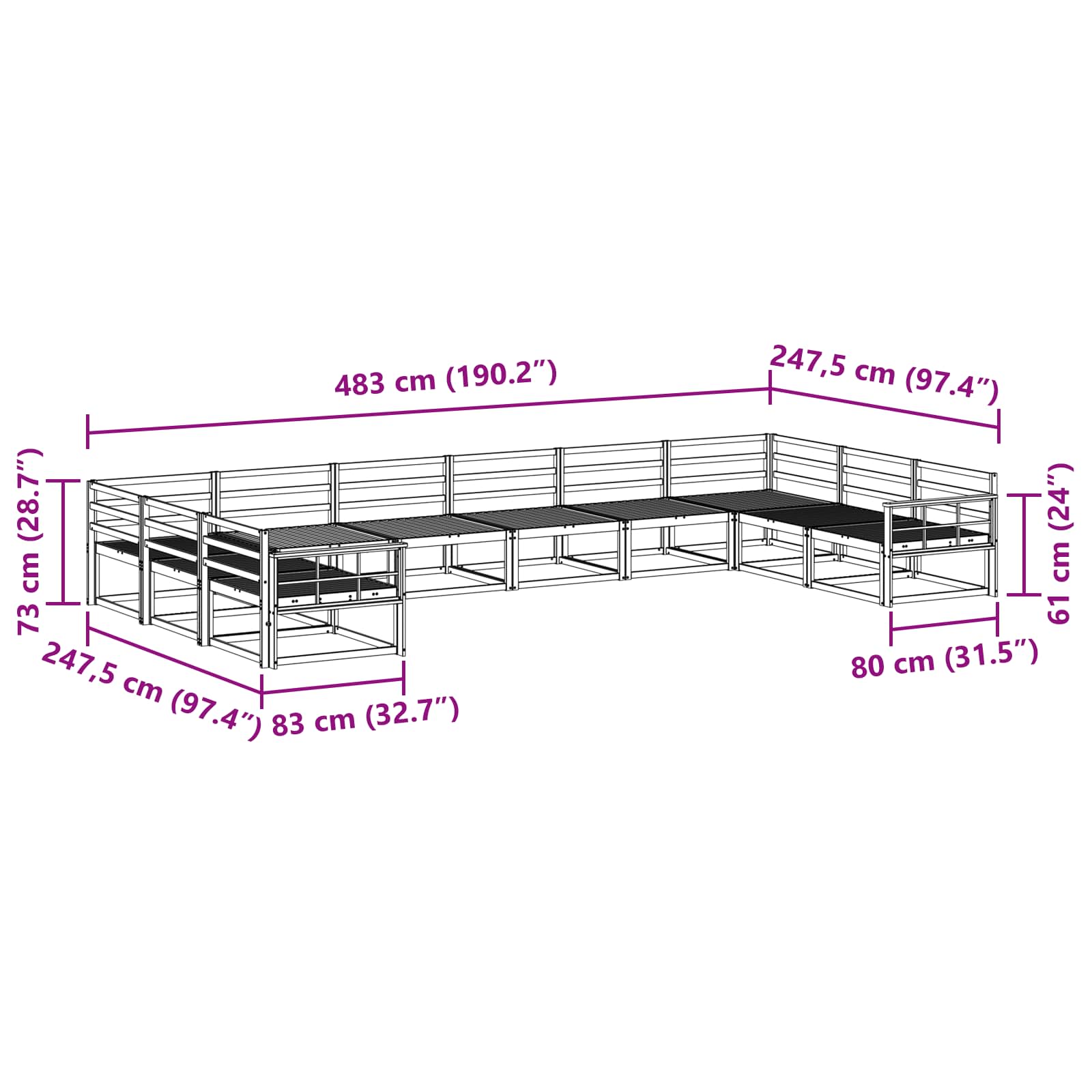 Buiten bankenset 10 pcs Wit Massief Acaciahout is nu te koop bij PeponiXL, paradijselijk wonen!