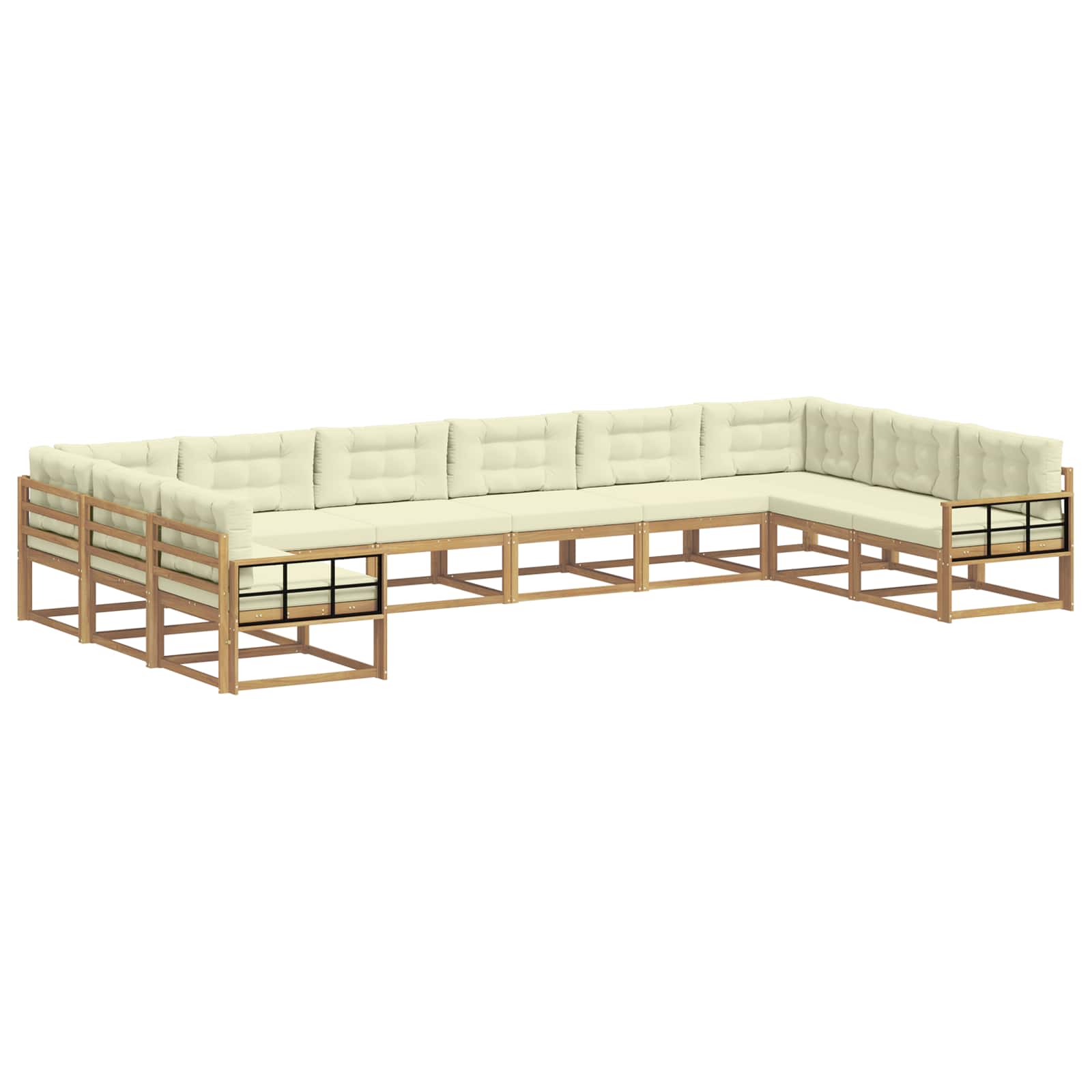 Buiten bankenset met kussen 10 pcs Wit en crèmekleurig is nu te koop bij PeponiXL, paradijselijk wonen!