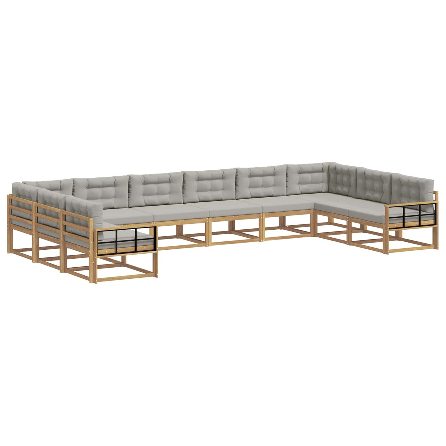 Buiten bankenset met kussen 10 pcs Wit en Lichtgrijs is nu te koop bij PeponiXL, paradijselijk wonen!