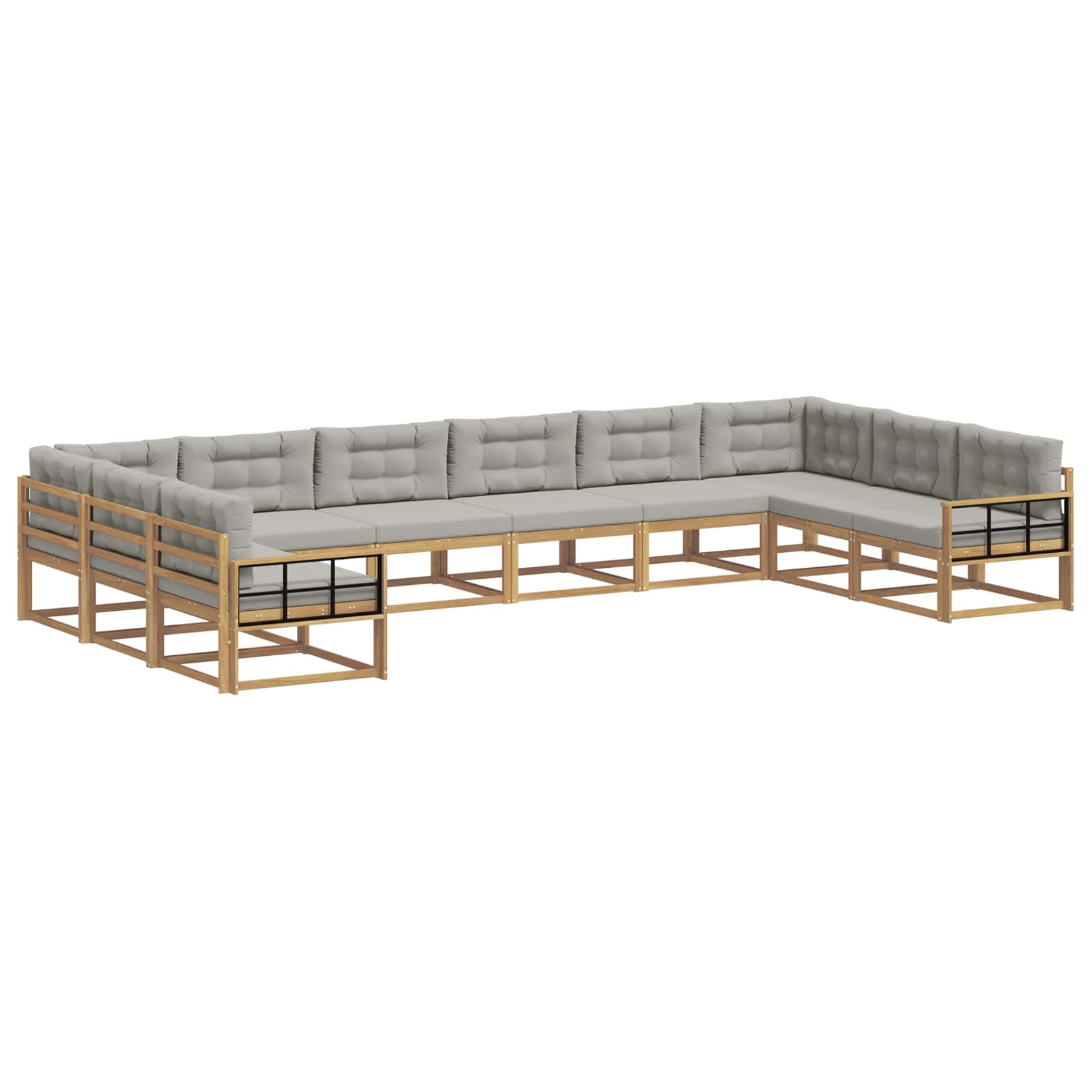 Buiten bankenset met kussen 10 pcs Wit en Lichtgrijs is nu te koop bij PeponiXL, paradijselijk wonen!