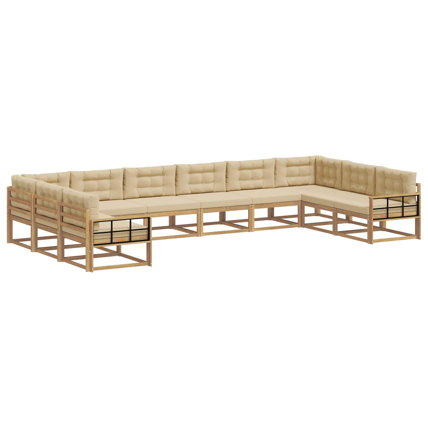 Buiten bankenset met kussen 10 pcs Wit en Beige is nu te koop bij PeponiXL, paradijselijk wonen!