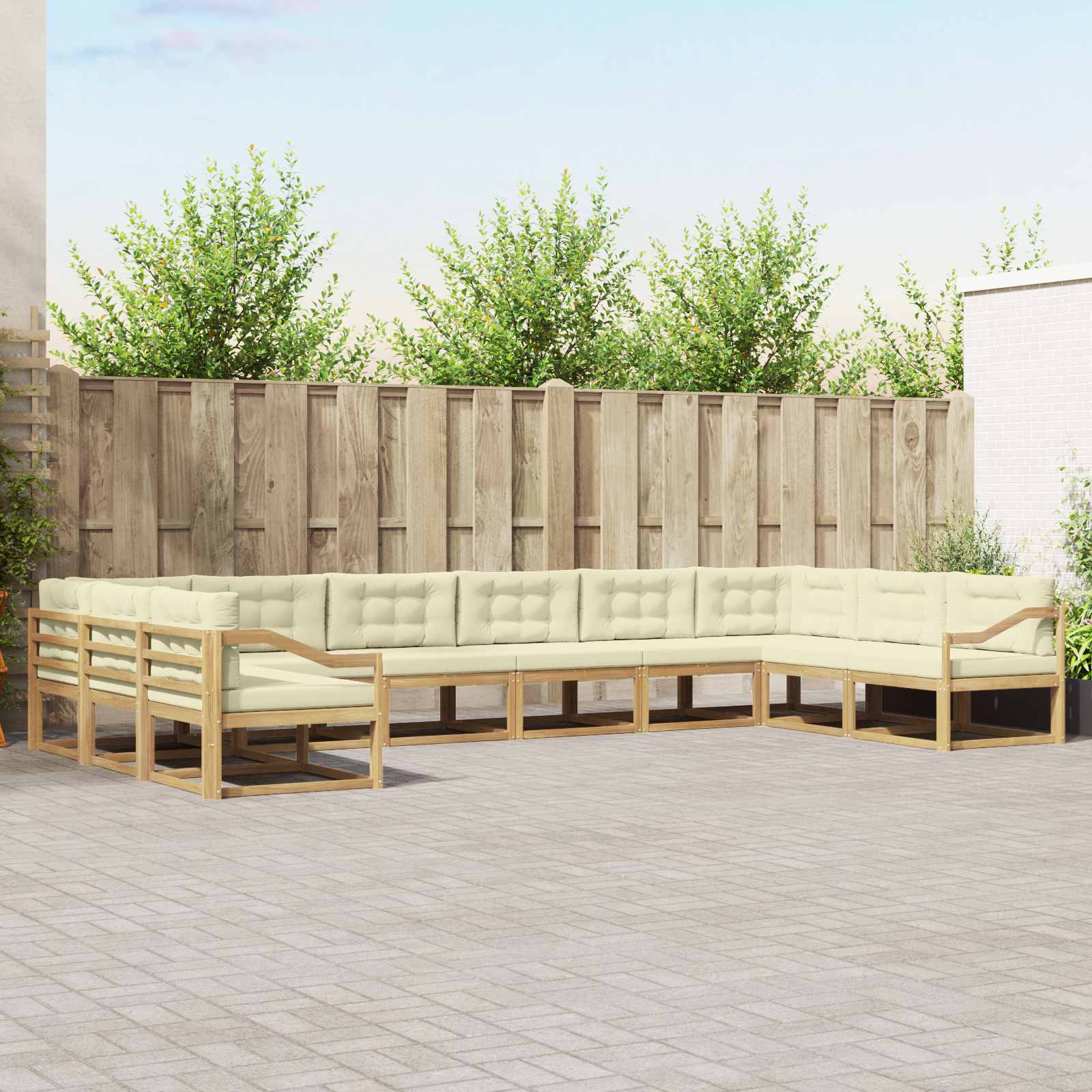 Buiten bankenset met kussen 10 pcs Wit en crèmekleurig is nu te koop bij PeponiXL, paradijselijk wonen!
