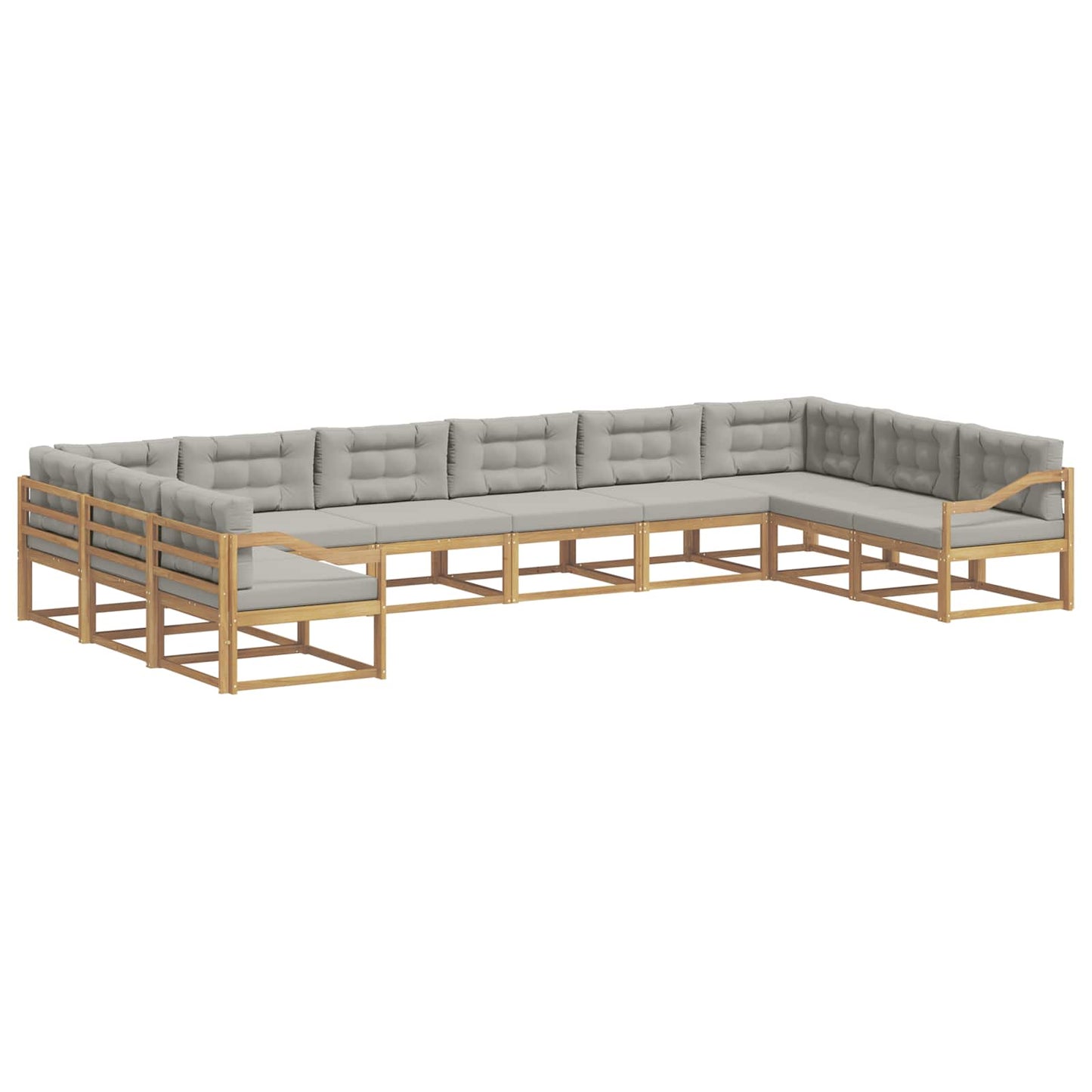 Buiten bankenset met kussen 10 pcs Wit en Lichtgrijs is nu te koop bij PeponiXL, paradijselijk wonen!