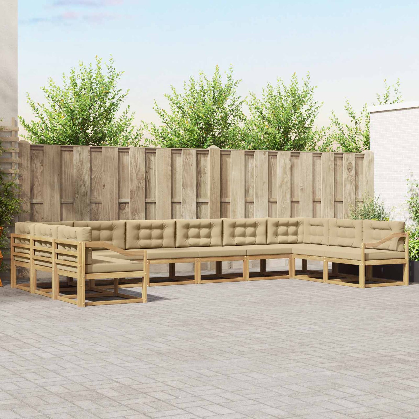 Buiten bankenset met kussen 10 pcs Wit en Beige is nu te koop bij PeponiXL, paradijselijk wonen!