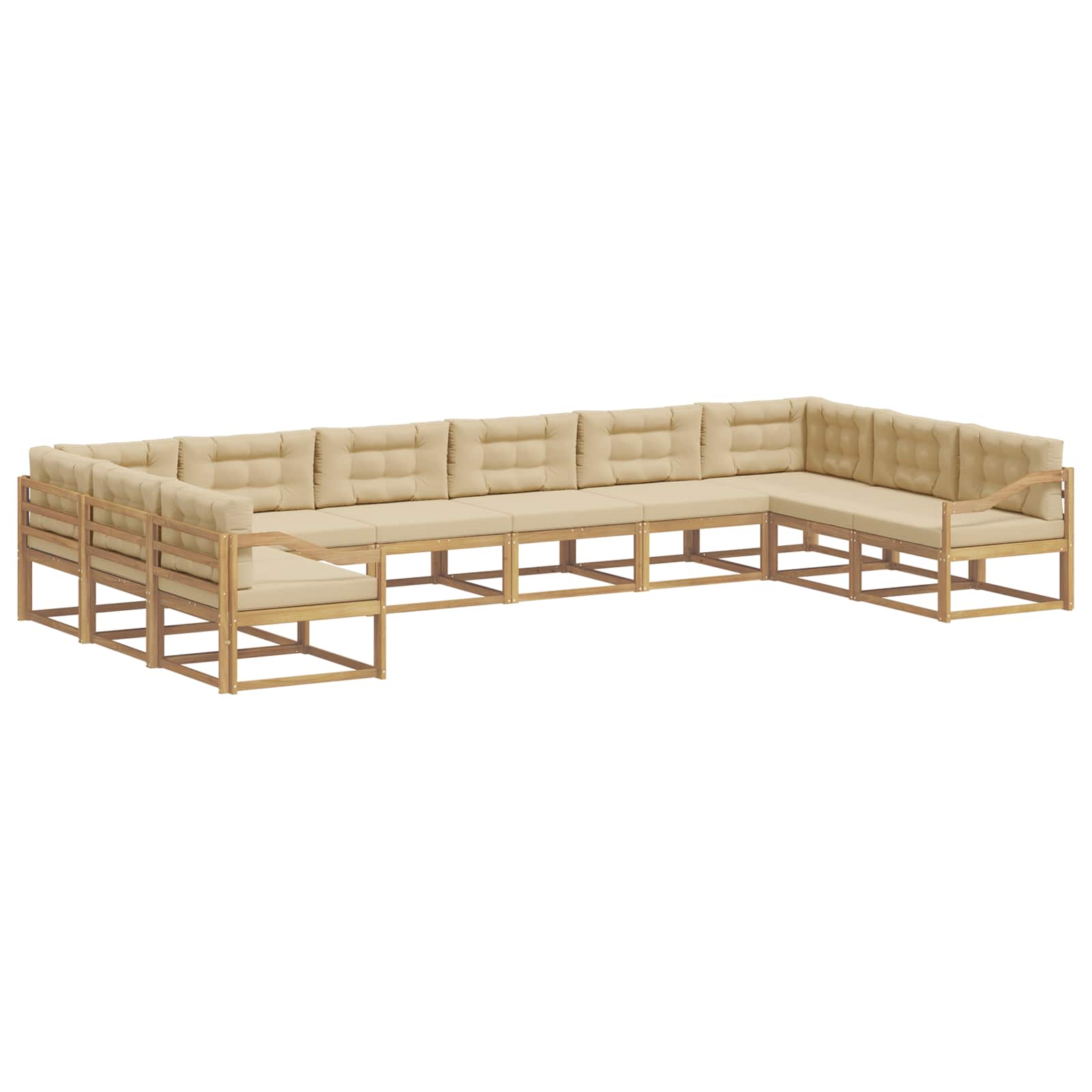 Buiten bankenset met kussen 10 pcs Wit en Beige is nu te koop bij PeponiXL, paradijselijk wonen!