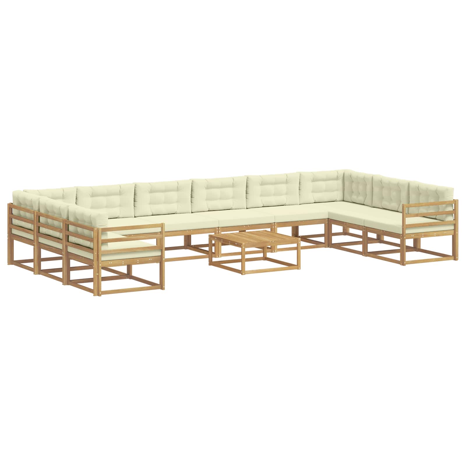 Buiten bankenset met kussen 11 pcs Wit en crèmekleurig is nu te koop bij PeponiXL, paradijselijk wonen!
