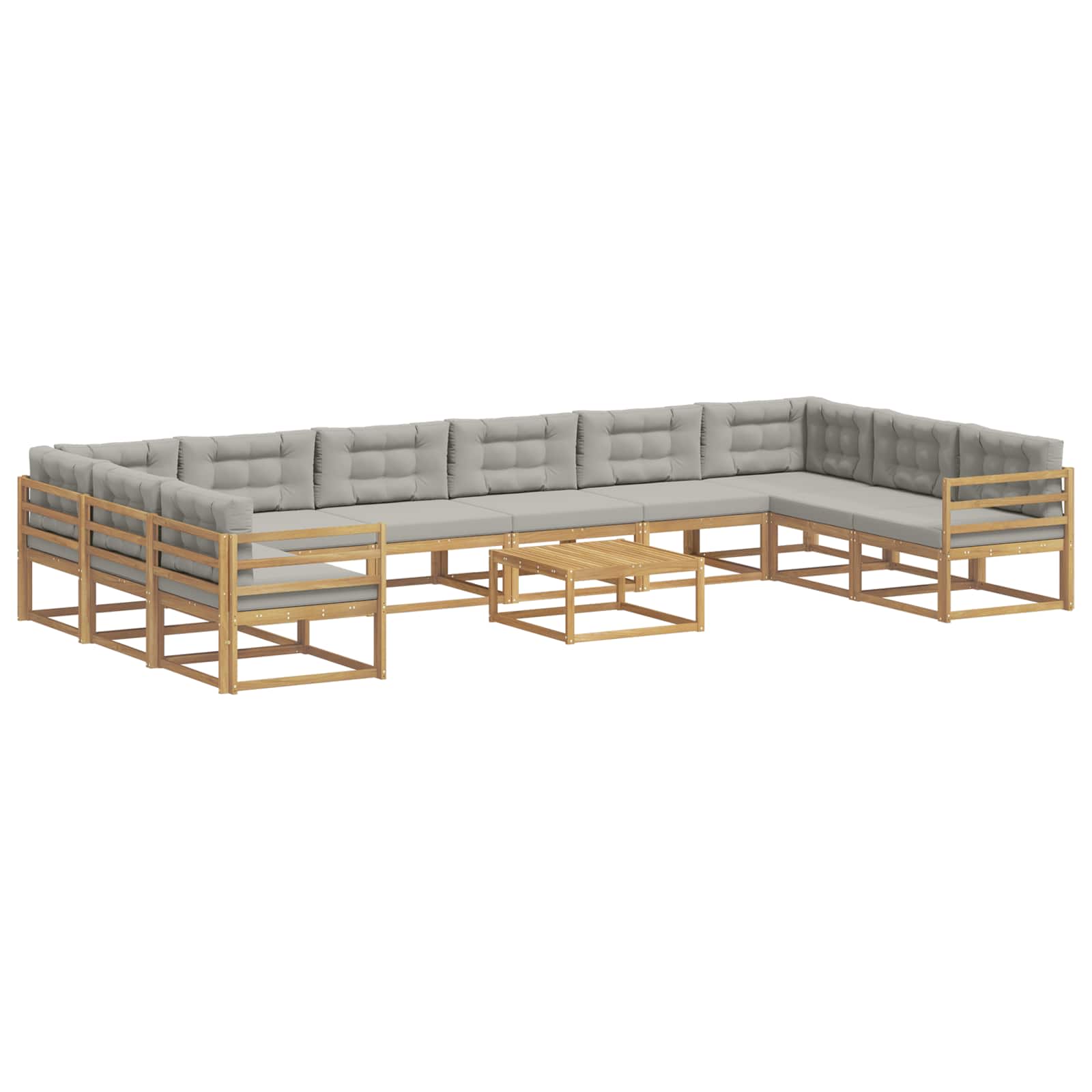 Buiten bankenset met kussen 11 pcs Wit en Lichtgrijs is nu te koop bij PeponiXL, paradijselijk wonen!