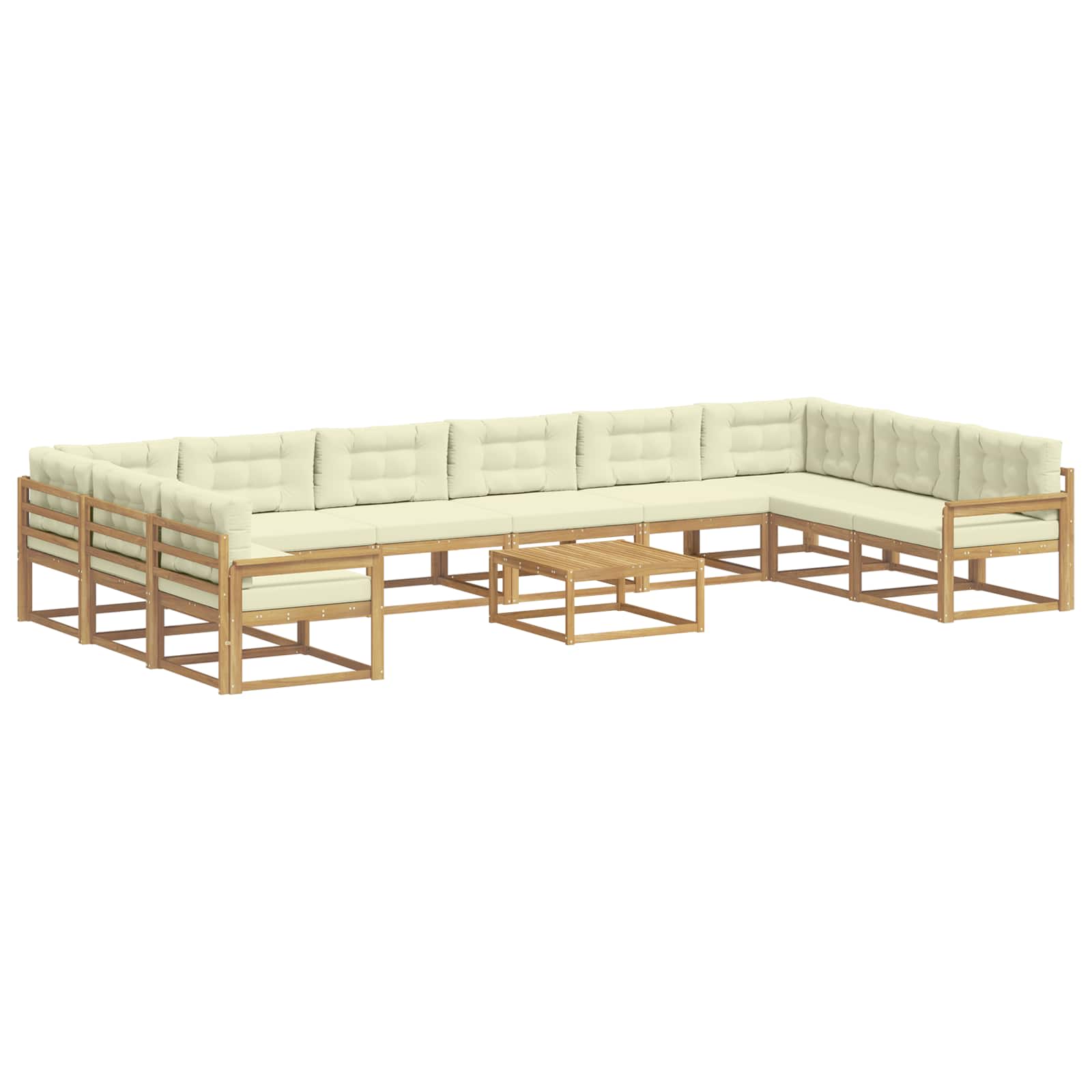Buiten bankenset met kussen 11 pcs Wit en crèmekleurig is nu te koop bij PeponiXL, paradijselijk wonen!