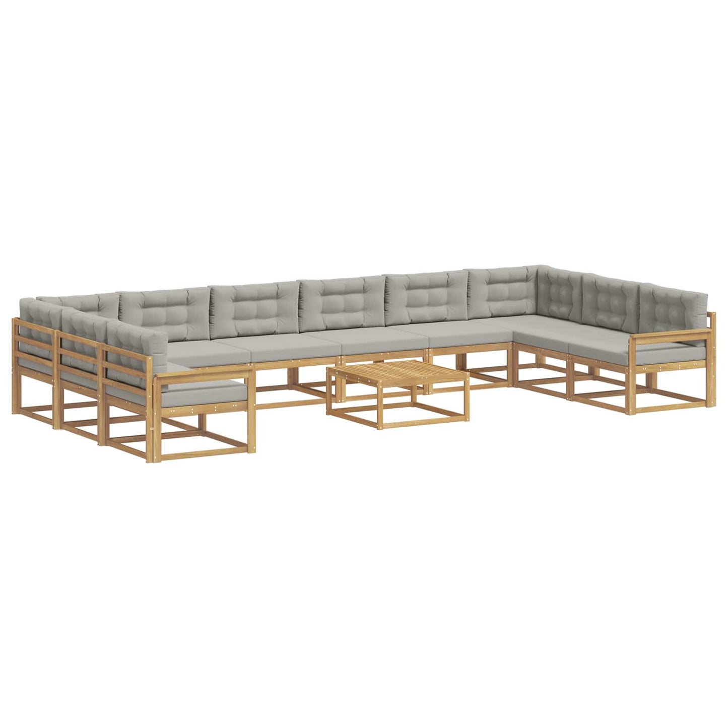 Buiten bankenset met kussen 11 pcs Wit en Lichtgrijs is nu te koop bij PeponiXL, paradijselijk wonen!