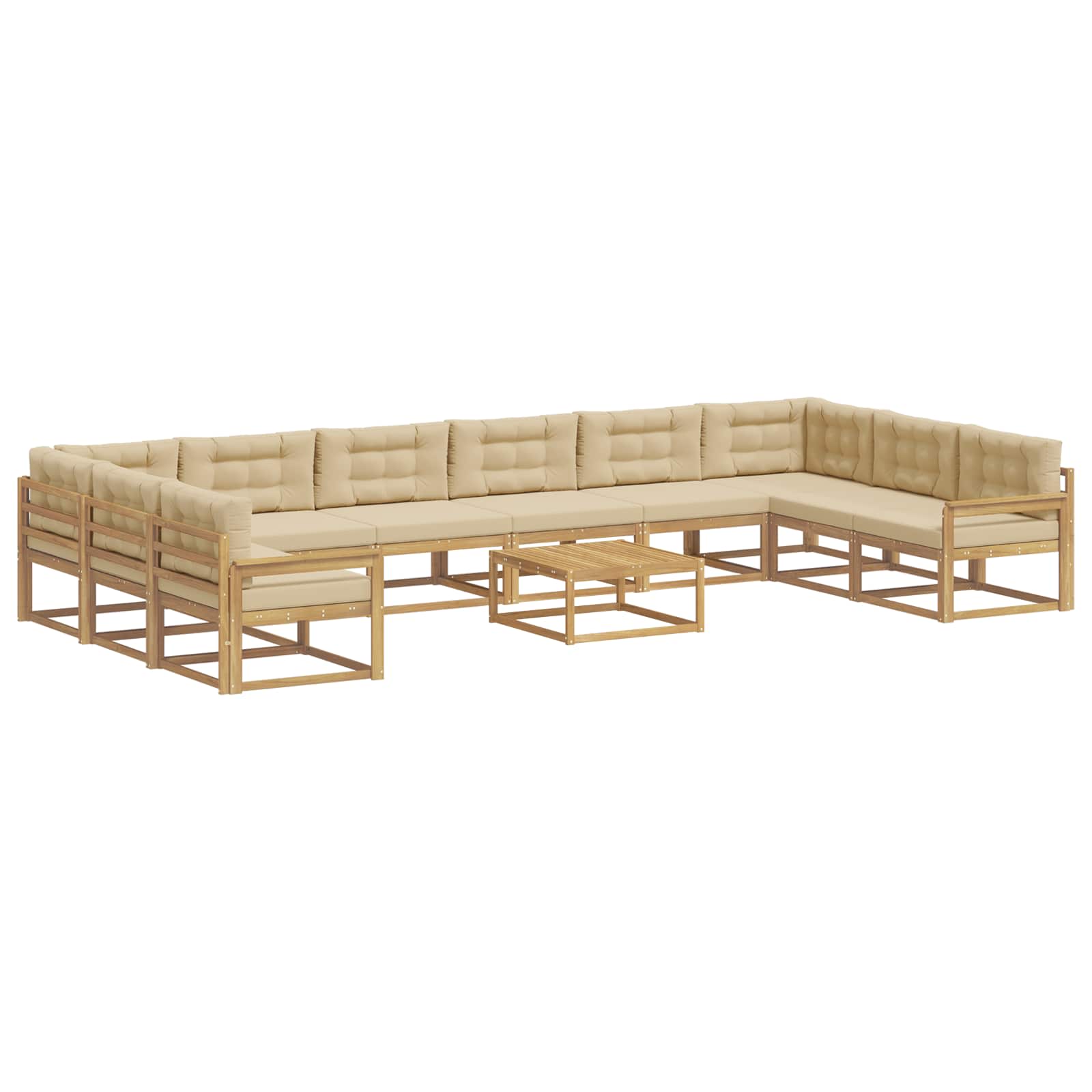 Buiten bankenset met kussen 11 pcs Wit en Beige is nu te koop bij PeponiXL, paradijselijk wonen!