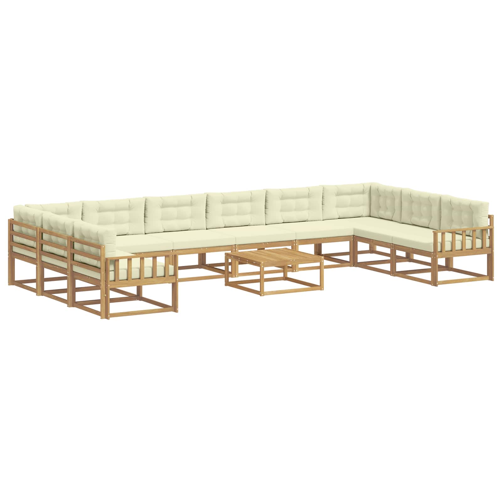 Buiten bankenset met kussen 11 pcs Wit en crèmekleurig is nu te koop bij PeponiXL, paradijselijk wonen!