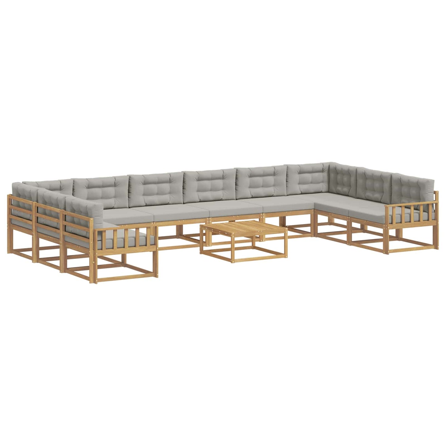 Buiten bankenset met kussen 11 pcs Wit en Lichtgrijs is nu te koop bij PeponiXL, paradijselijk wonen!
