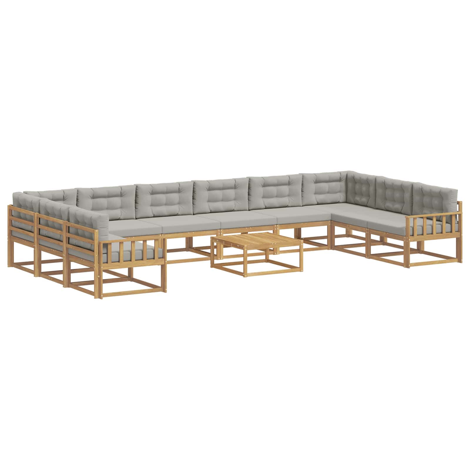 Buiten bankenset met kussen 11 pcs Wit en Lichtgrijs is nu te koop bij PeponiXL, paradijselijk wonen!