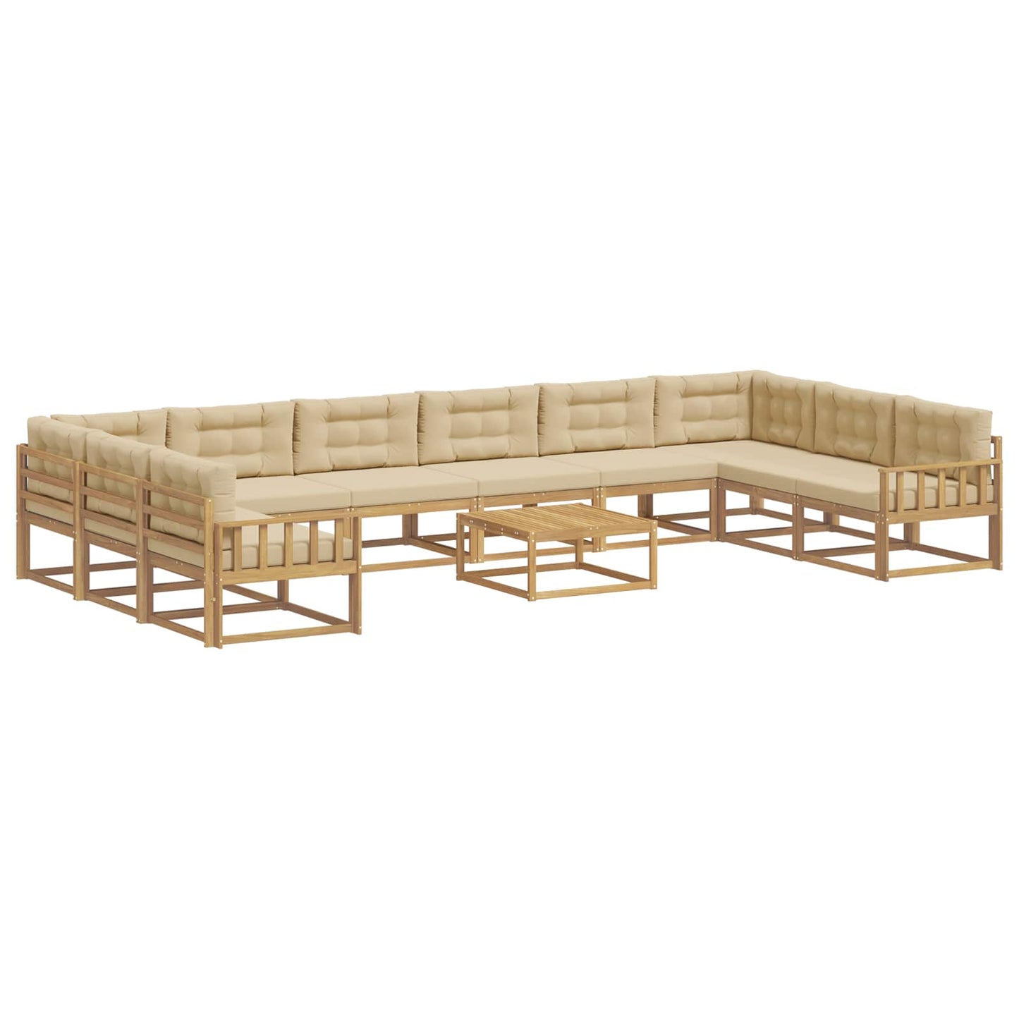 Buiten bankenset met kussen 11 pcs Wit en Beige is nu te koop bij PeponiXL, paradijselijk wonen!