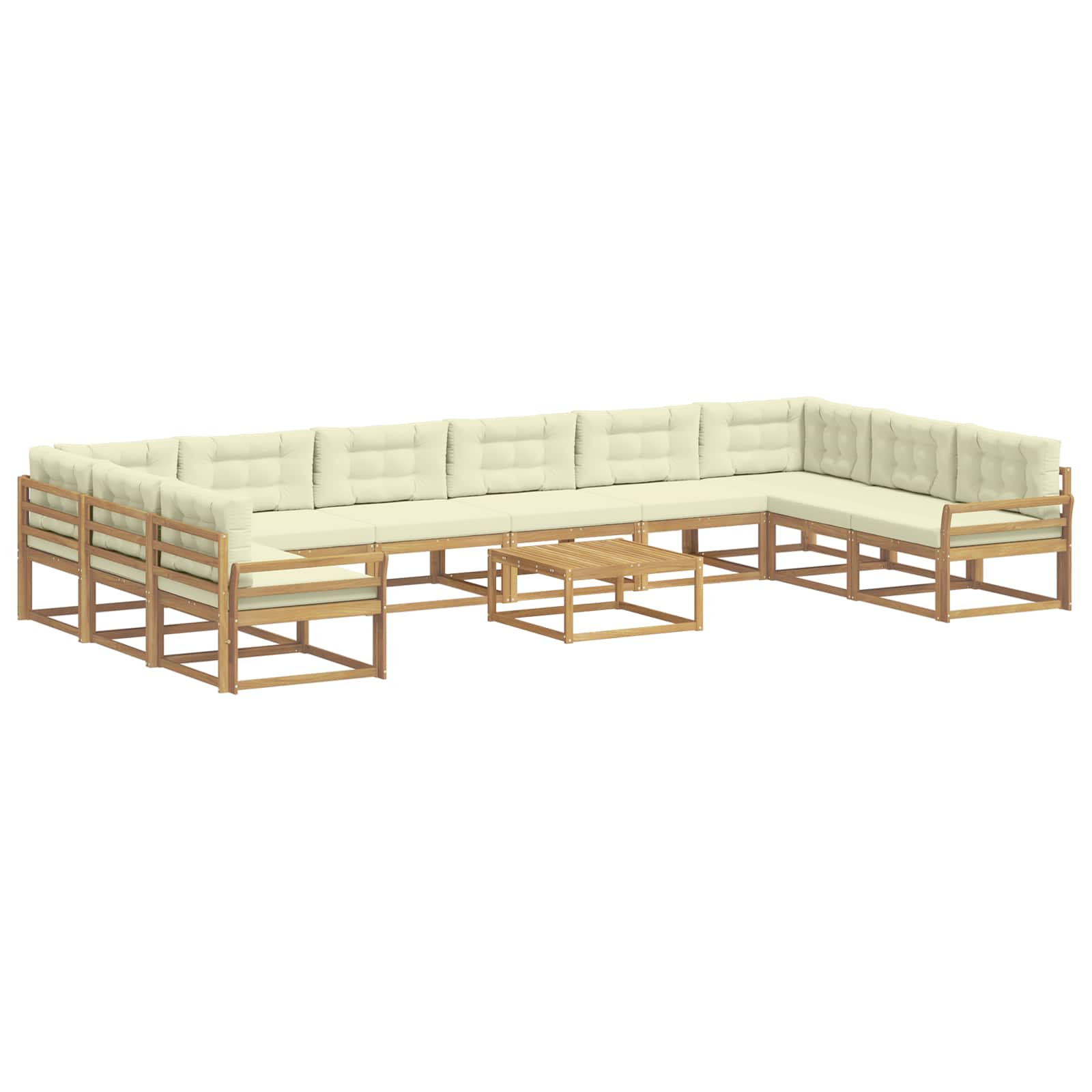Buiten bankenset met kussen 11 pcs Wit en crèmekleurig is nu te koop bij PeponiXL, paradijselijk wonen!