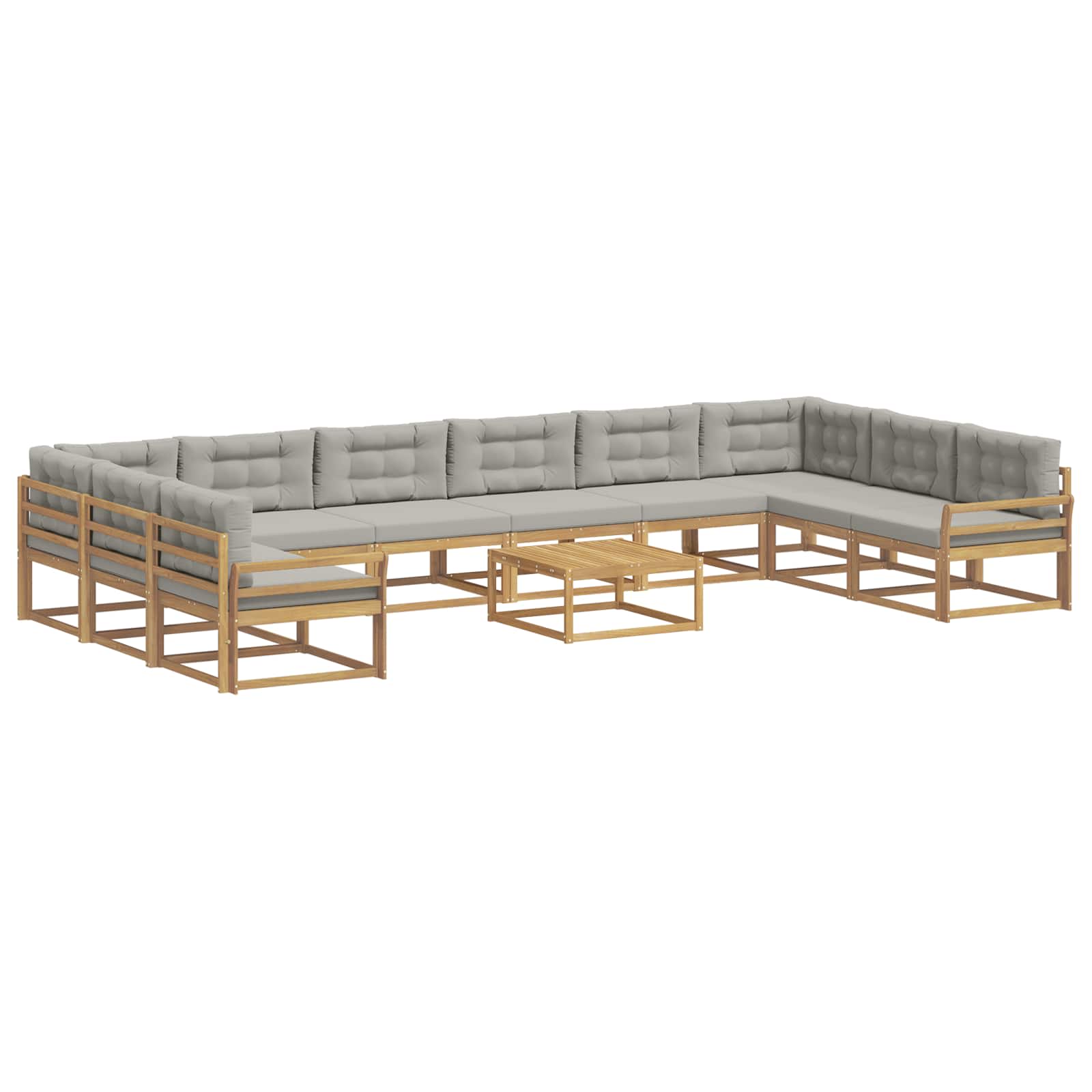 Buiten bankenset met kussen 11 pcs Wit en Lichtgrijs is nu te koop bij PeponiXL, paradijselijk wonen!