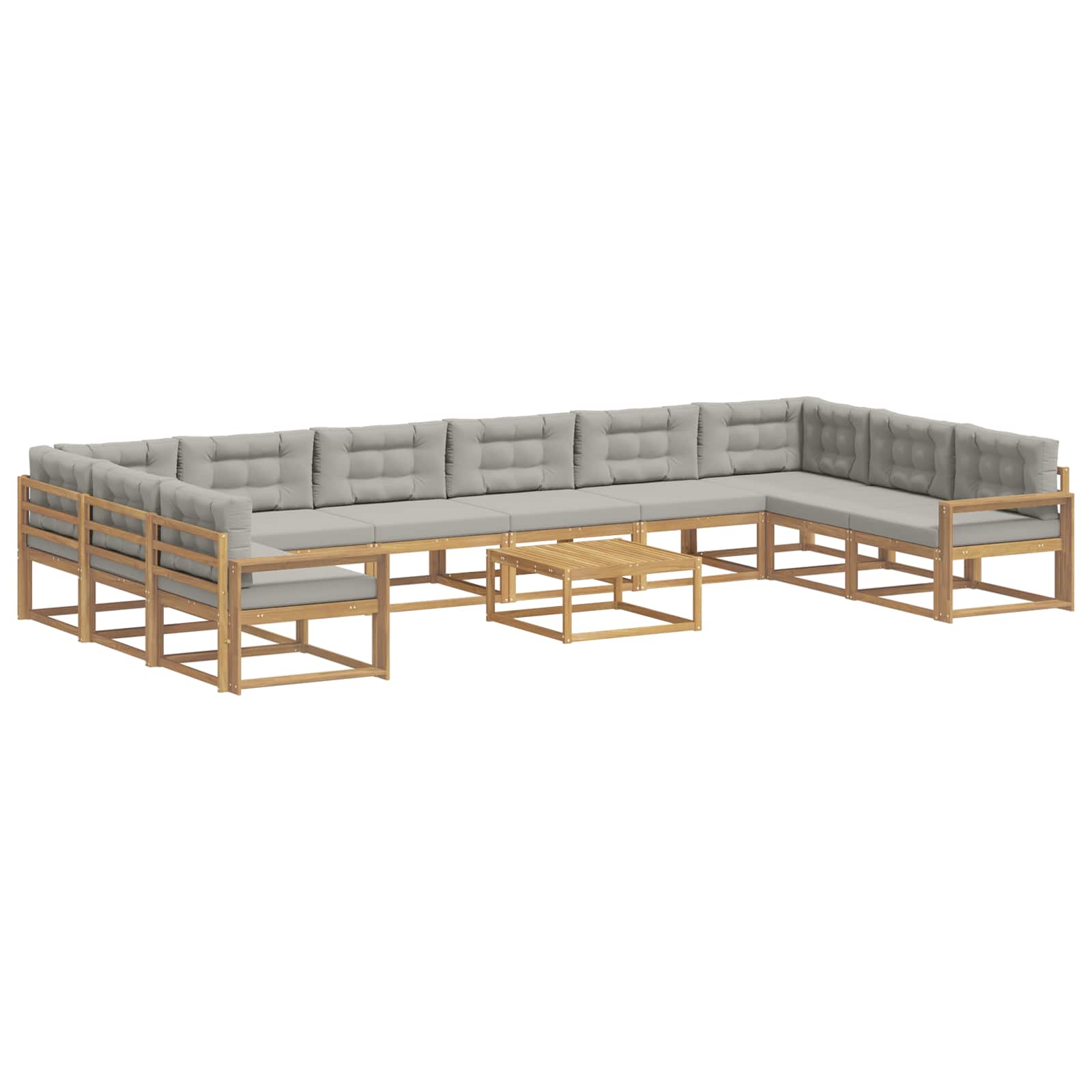Buiten bankenset met kussen 11 pcs Wit en Lichtgrijs is nu te koop bij PeponiXL, paradijselijk wonen!
