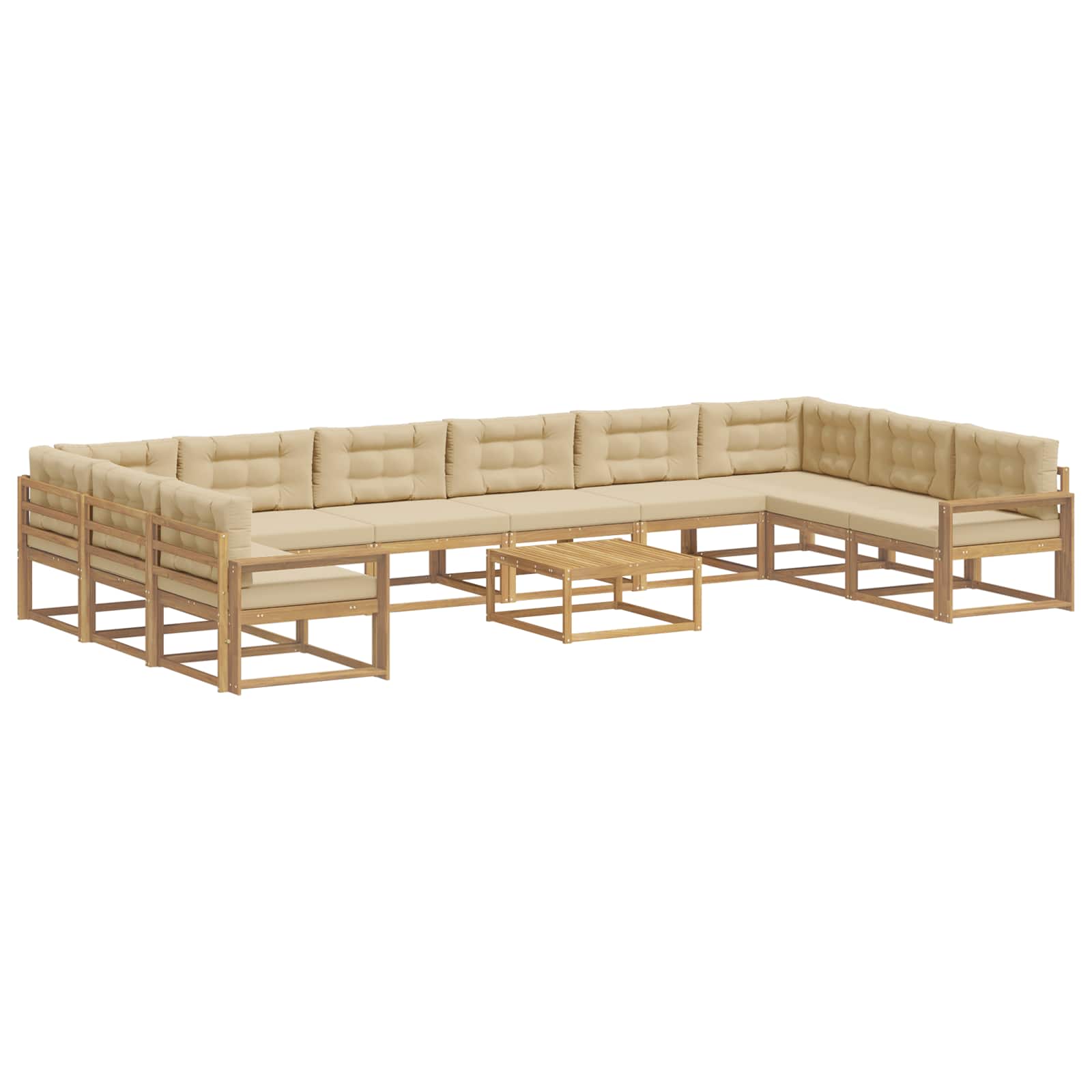 Buiten bankenset met kussen 11 pcs Wit en Beige is nu te koop bij PeponiXL, paradijselijk wonen!