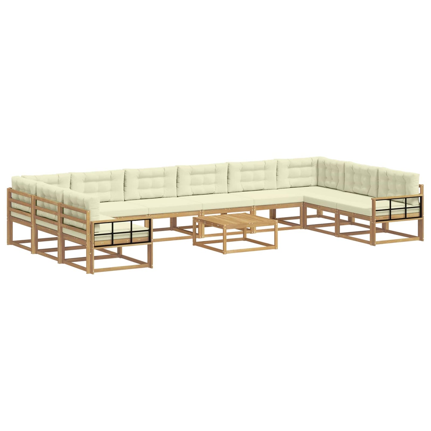 Buiten bankenset met kussen 11 pcs Wit en crèmekleurig is nu te koop bij PeponiXL, paradijselijk wonen!
