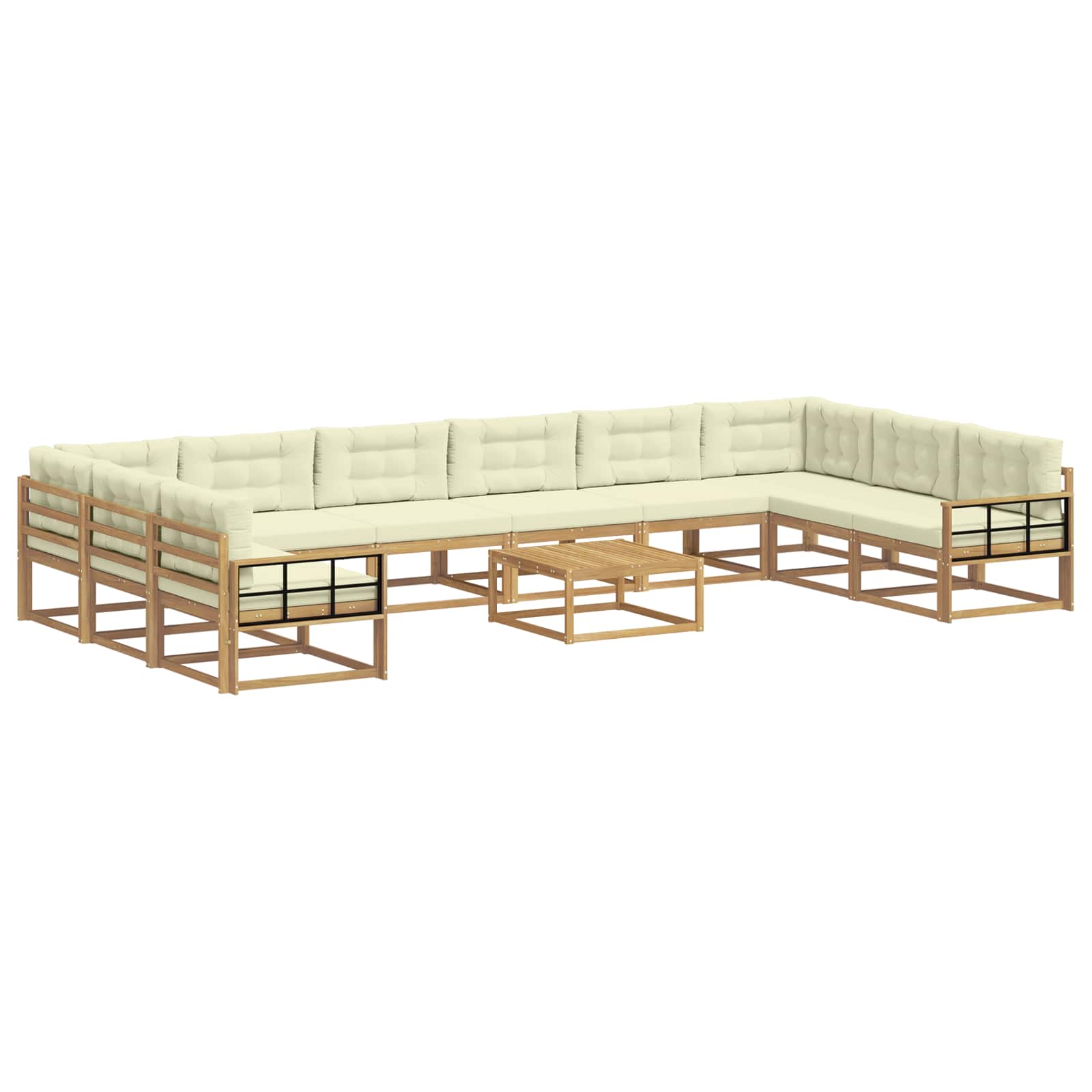 Buiten bankenset met kussen 11 pcs Wit en crèmekleurig is nu te koop bij PeponiXL, paradijselijk wonen!