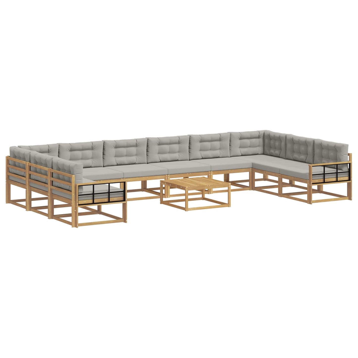 Buiten bankenset met kussen 11 pcs Wit en Lichtgrijs is nu te koop bij PeponiXL, paradijselijk wonen!