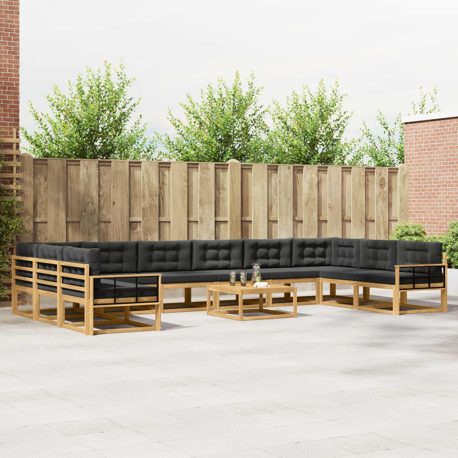 Buiten bankenset met kussen 11 pcs Wit en antracietkleurig is nu te koop bij PeponiXL, paradijselijk wonen!