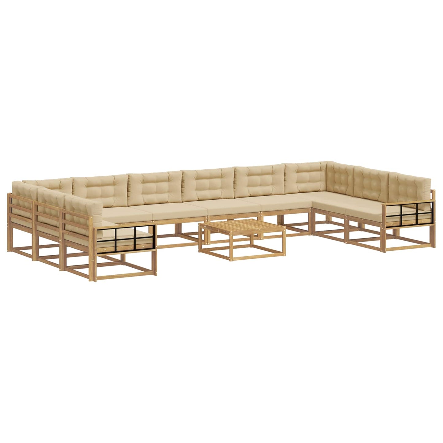 Buiten bankenset met kussen 11 pcs Wit en Beige is nu te koop bij PeponiXL, paradijselijk wonen!